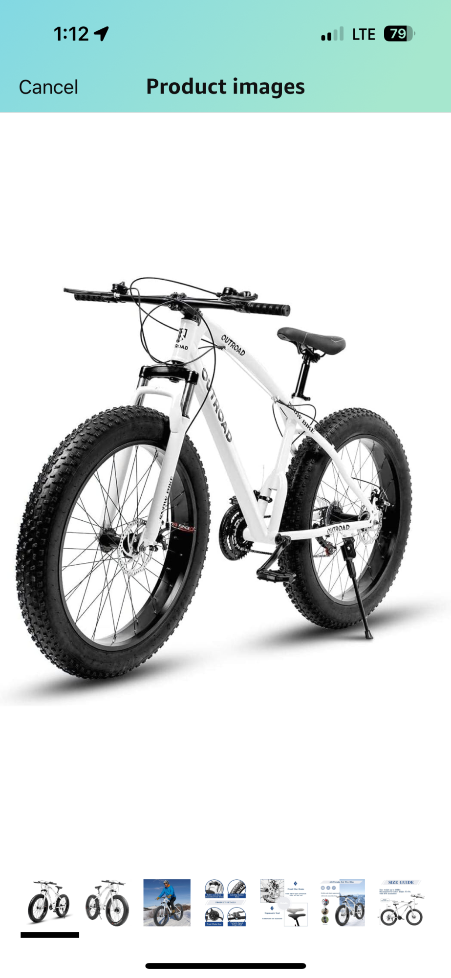 2024 Outroad 26 in fat tire mountain bike White