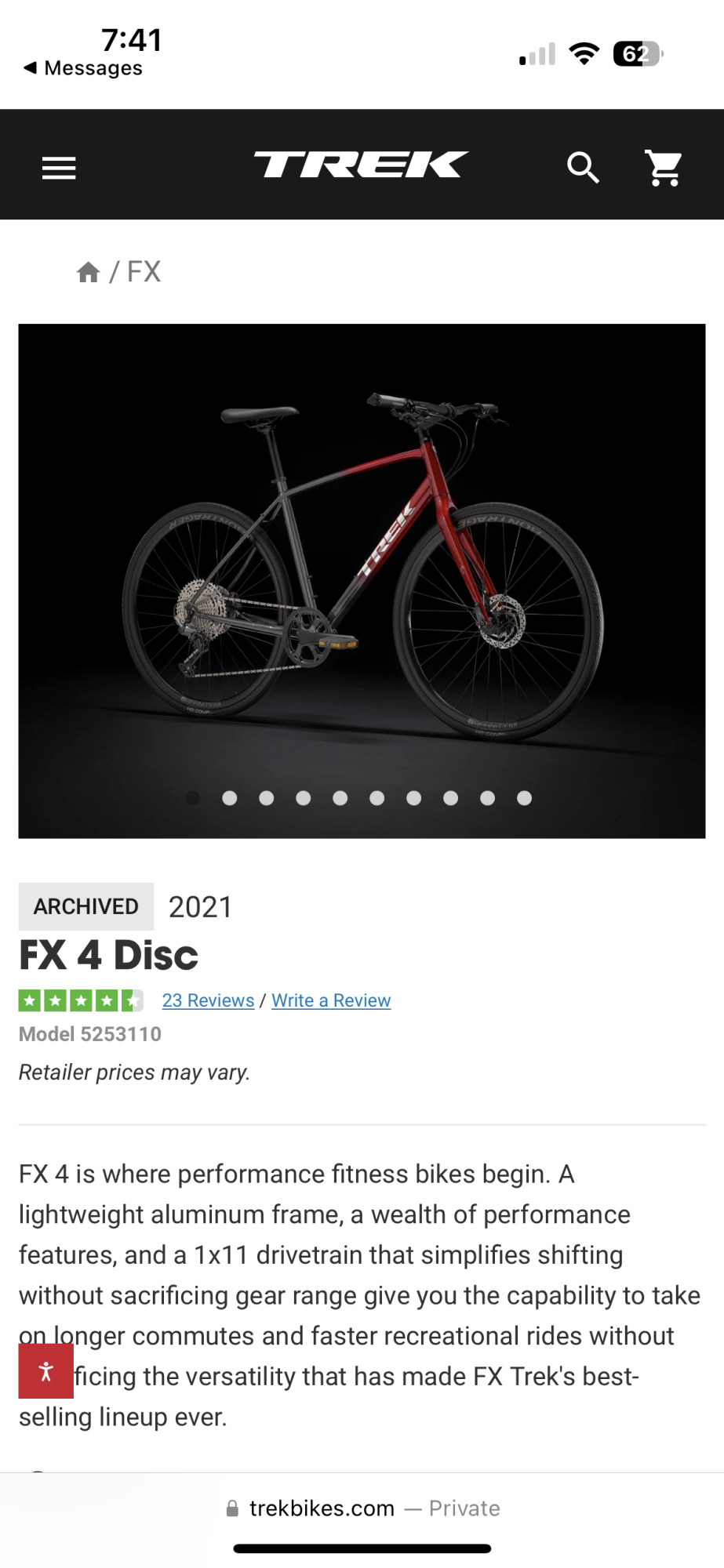 2021 Trek FX4 Red and Black