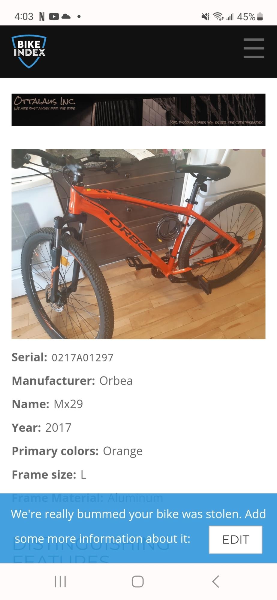 2019 Orbea Large Orange