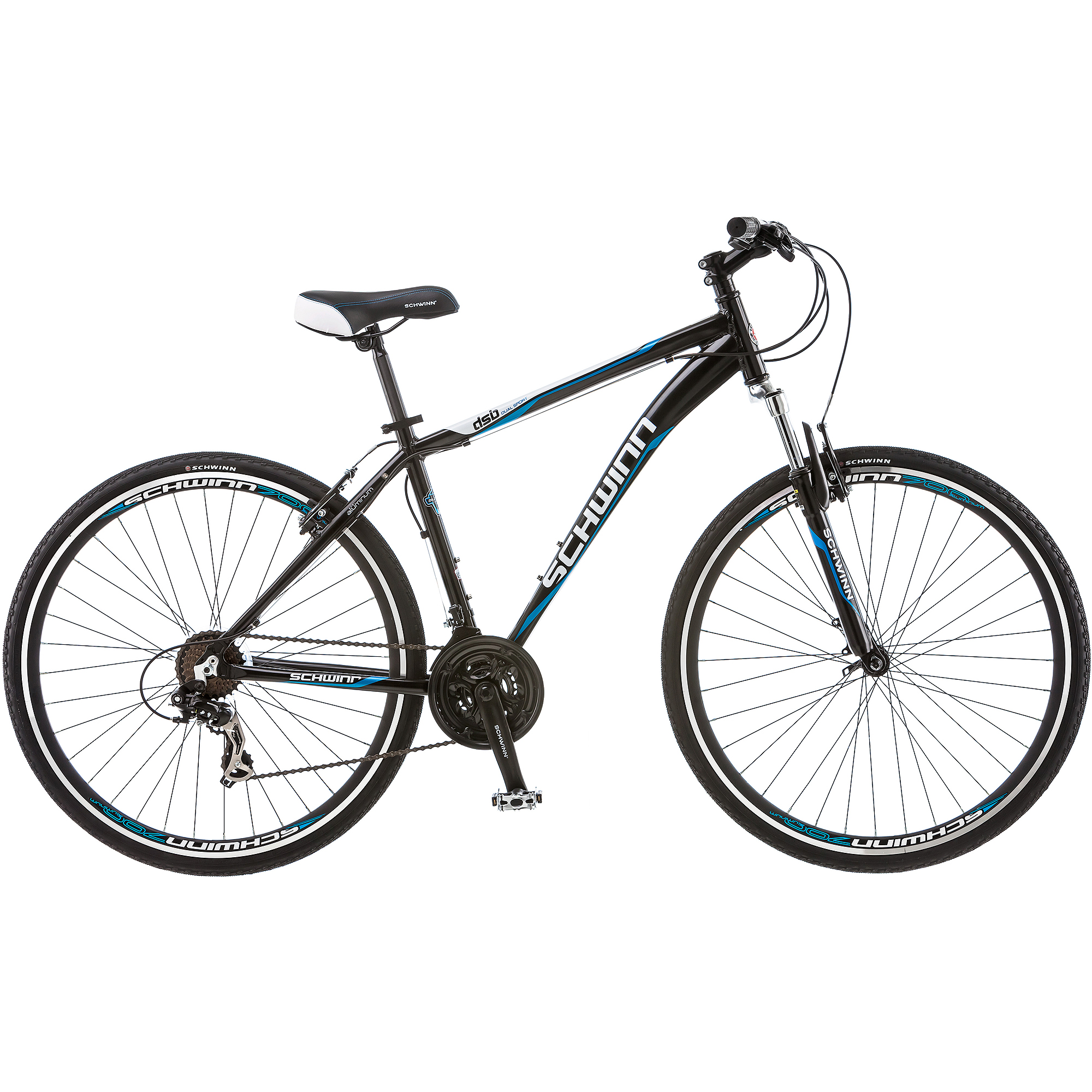 2015 Schwinn 700c Schwinn Men's Hybrid DSB Dual Sport Bike Black, Blue, and White