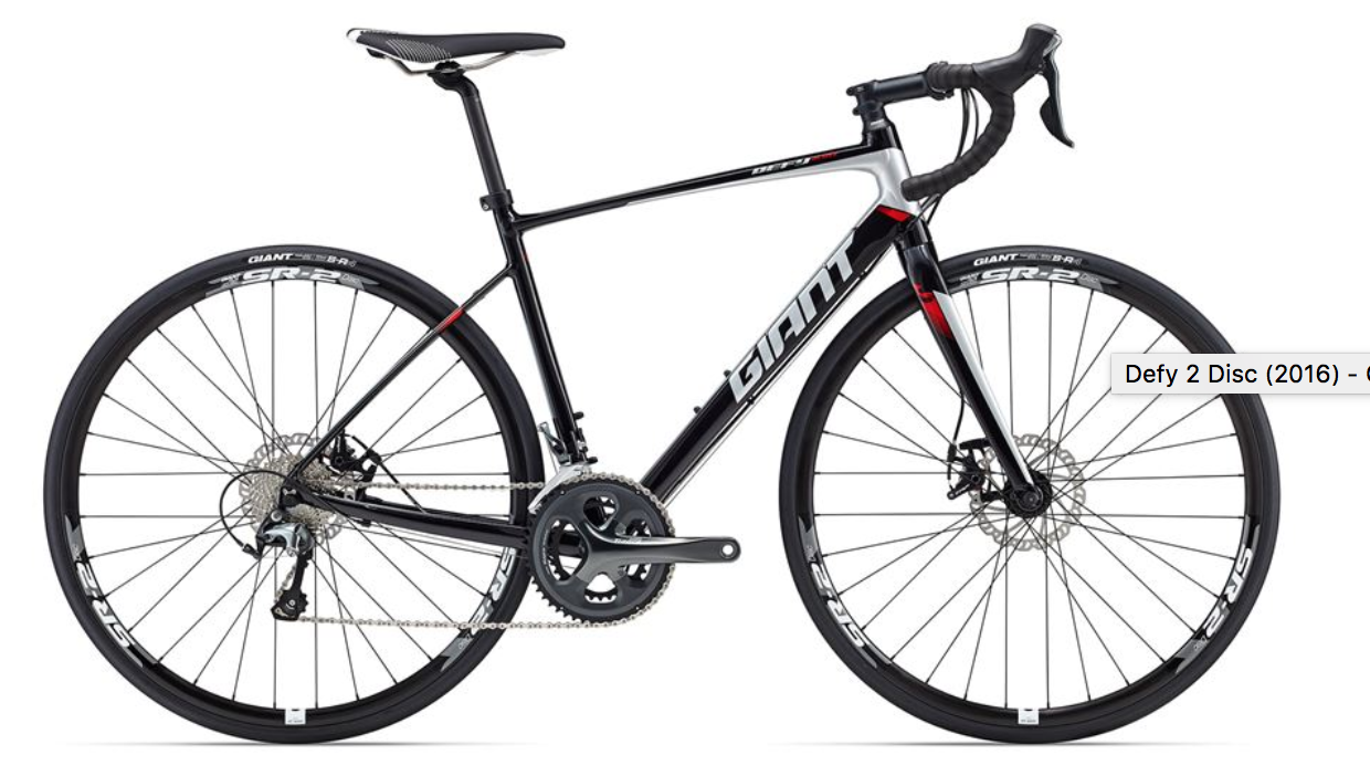 2015 Giant Defy 2 Disc Black and Red