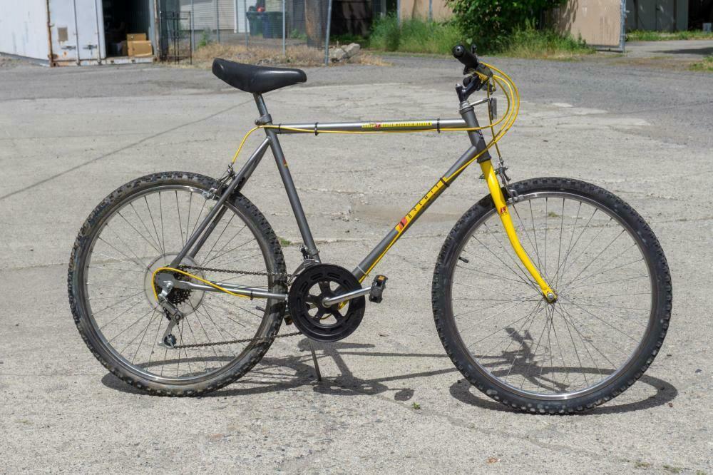 Huffy Yosemite 18 speed Mountain System Yellow or Gold and Silver, gray or bare metal