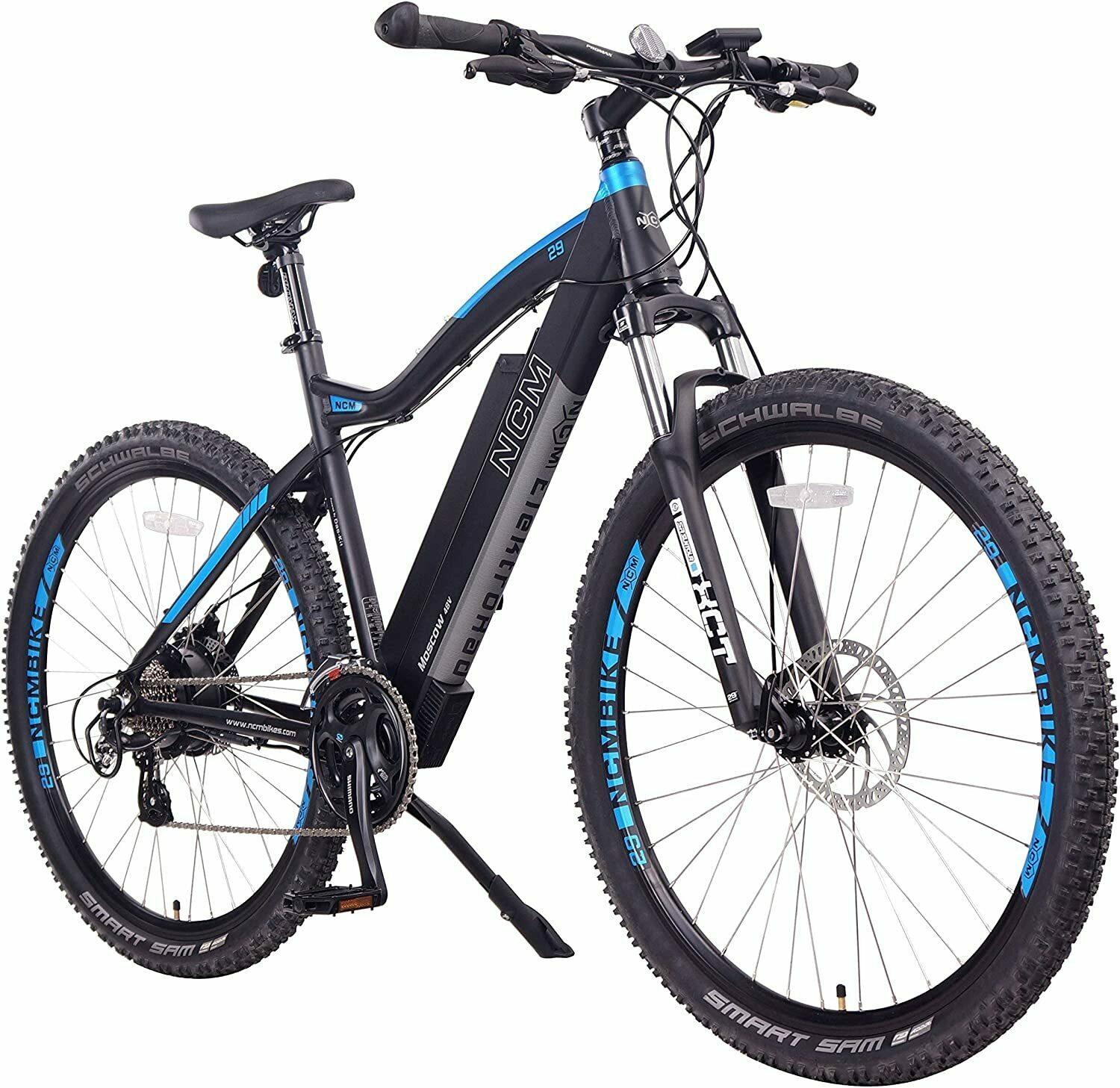 2022 Leon Cycle NCM Moscow E Bike Mountain Bike Black and Blue