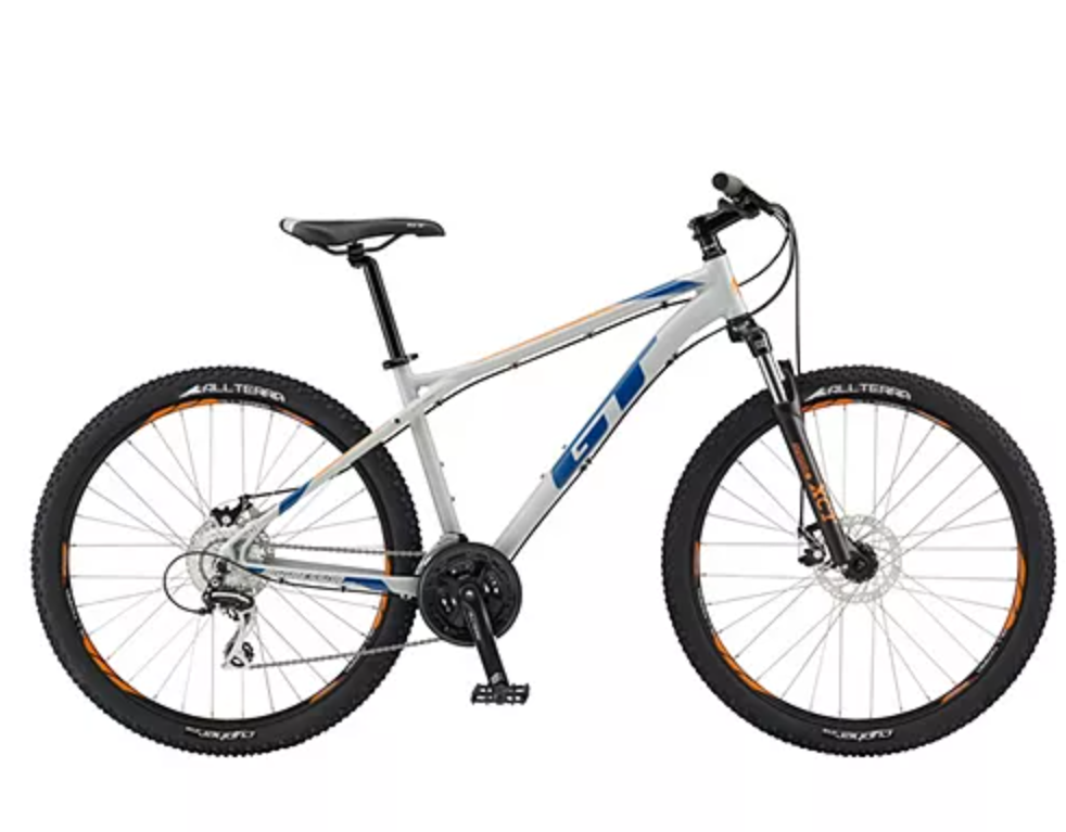 2022 GT Bicycles AGGRESSOR PRO (Q121) LIGHT Silver, gray or bare metal, Blue, and Orange