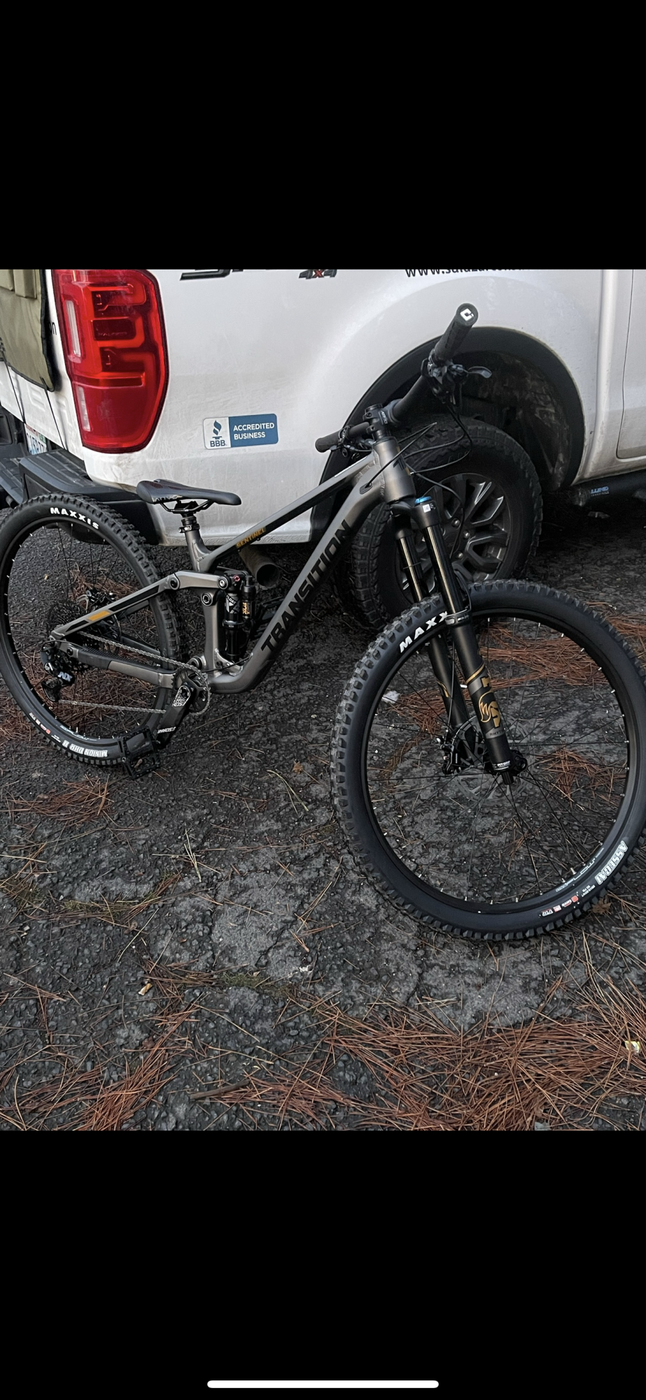 2023 Transition Bikes Sentinel Silver, gray or bare metal and Yellow or Gold