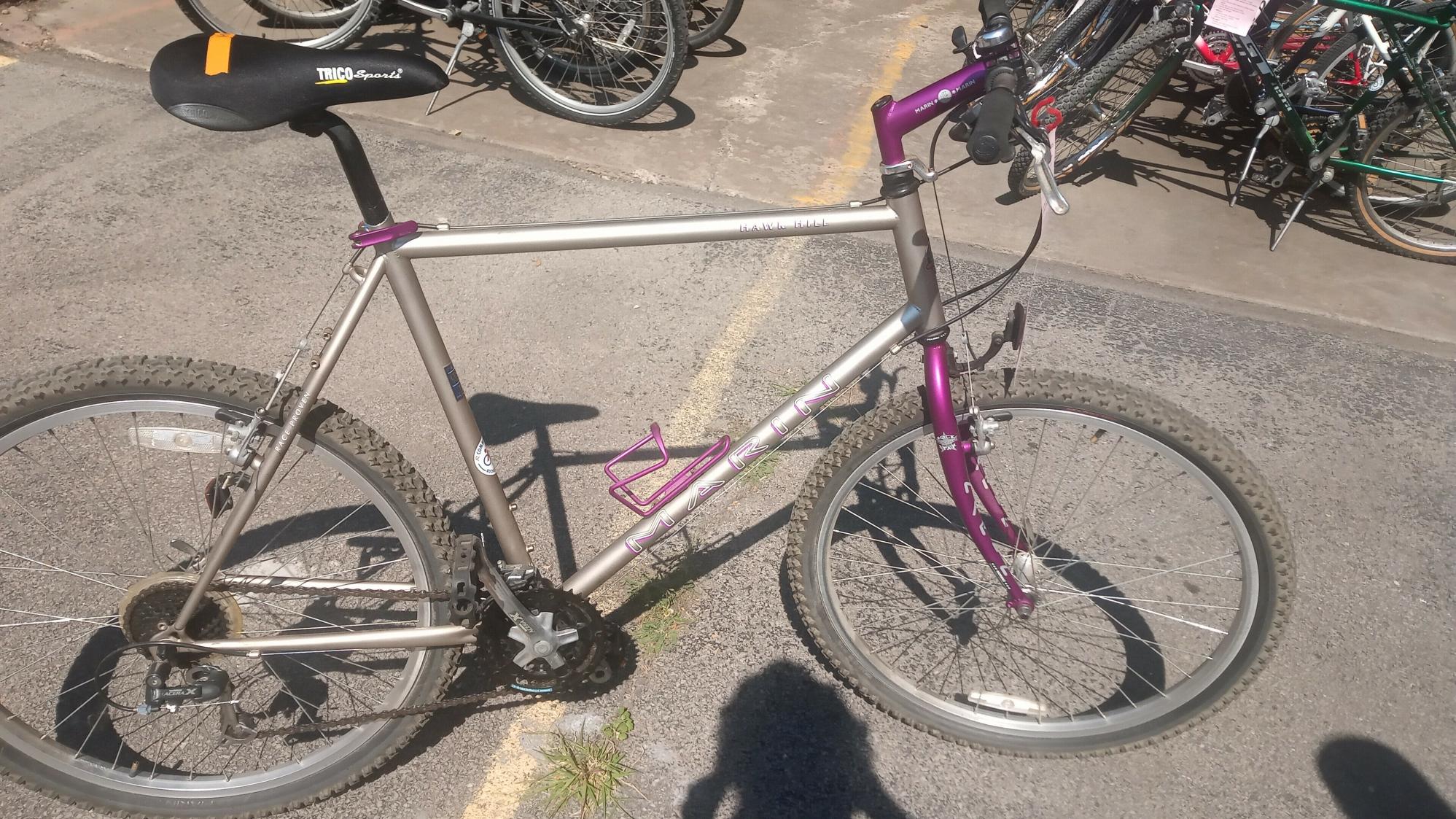 Marin Bikes Custom frame Silver, gray or bare metal and Purple