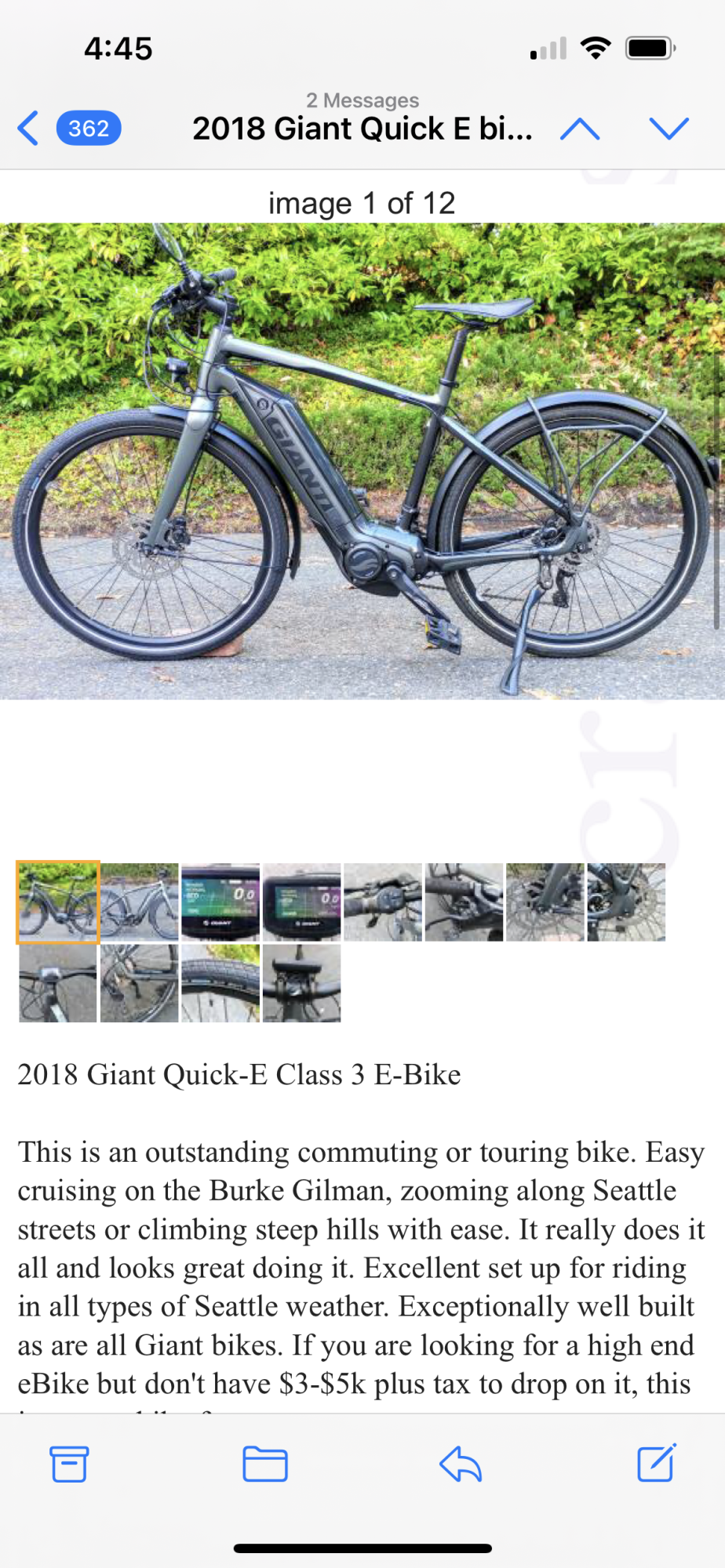 2018 Giant Quick-E Green and Black