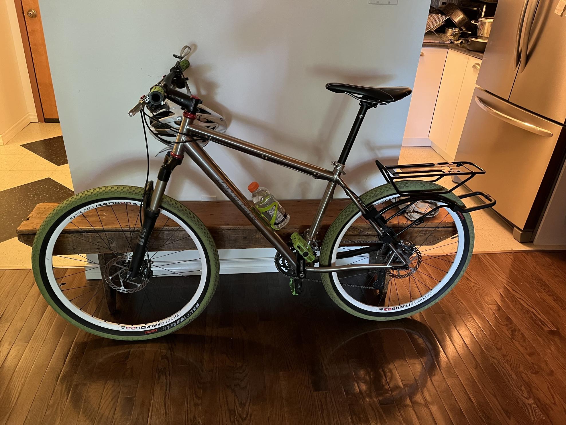 2012 Brodie Titanium hardtail mountain bike Custom Silver, gray or bare metal and Green