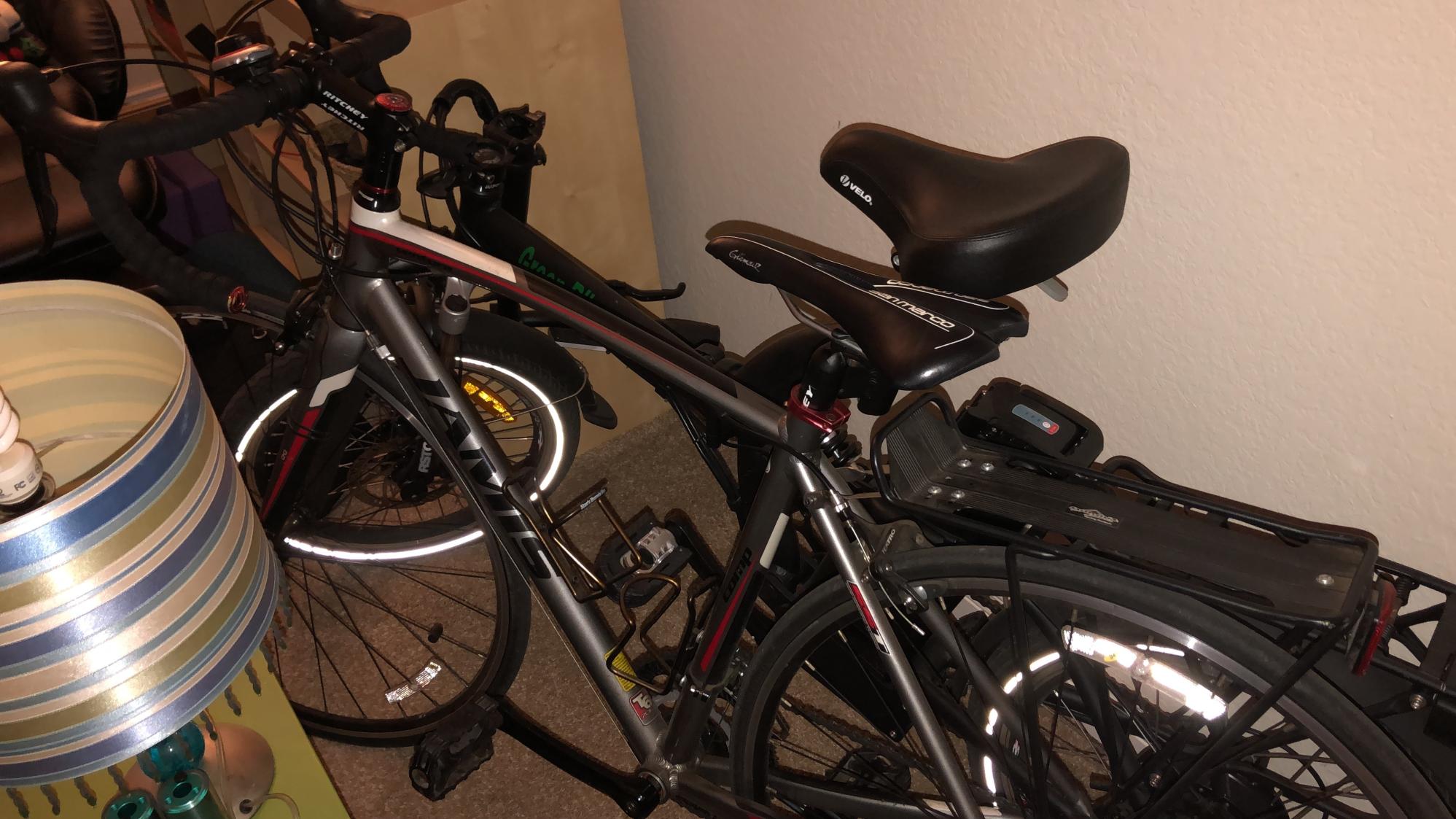Jamis Ventura Comp Silver, gray or bare metal, Red, and Black
