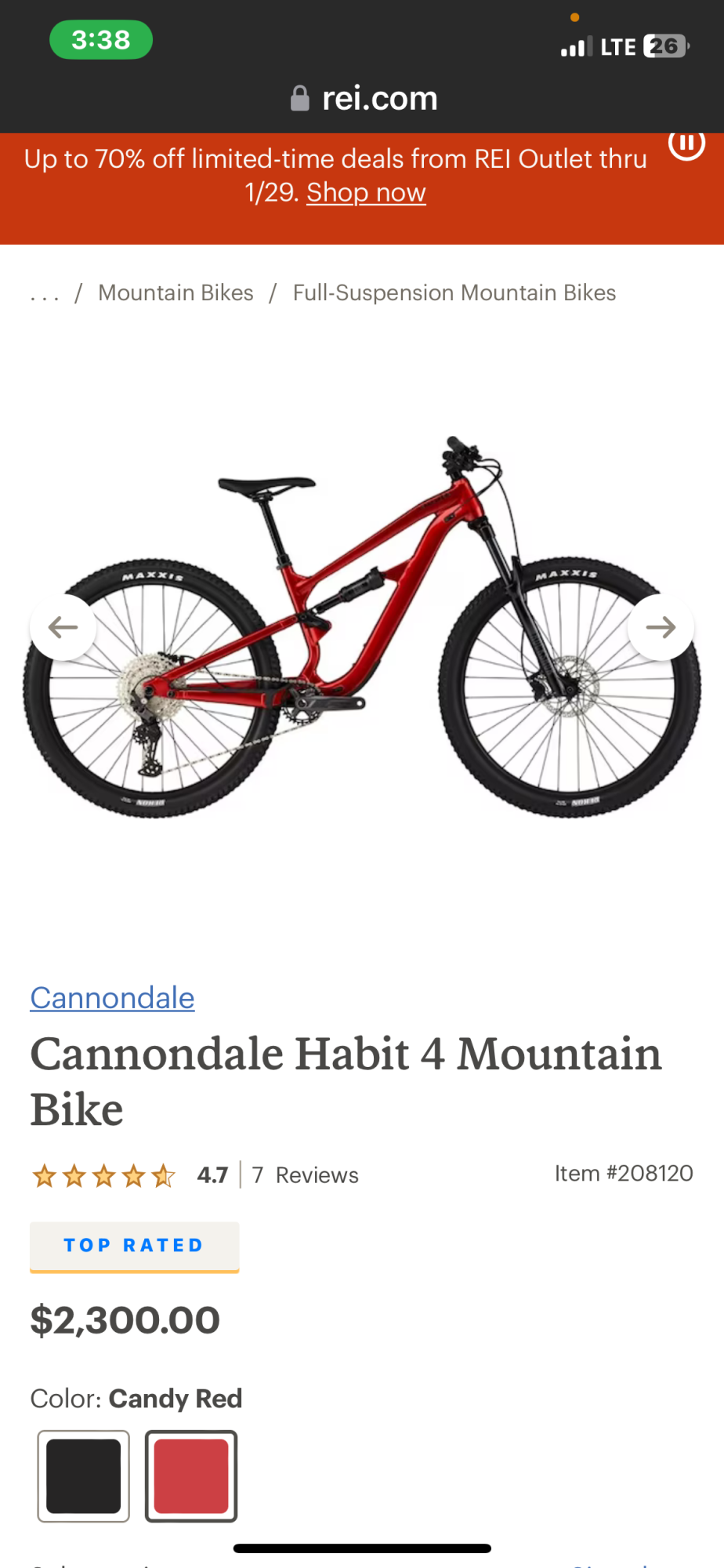 2023 Cannondale Habit 4 Mountain Bike Red