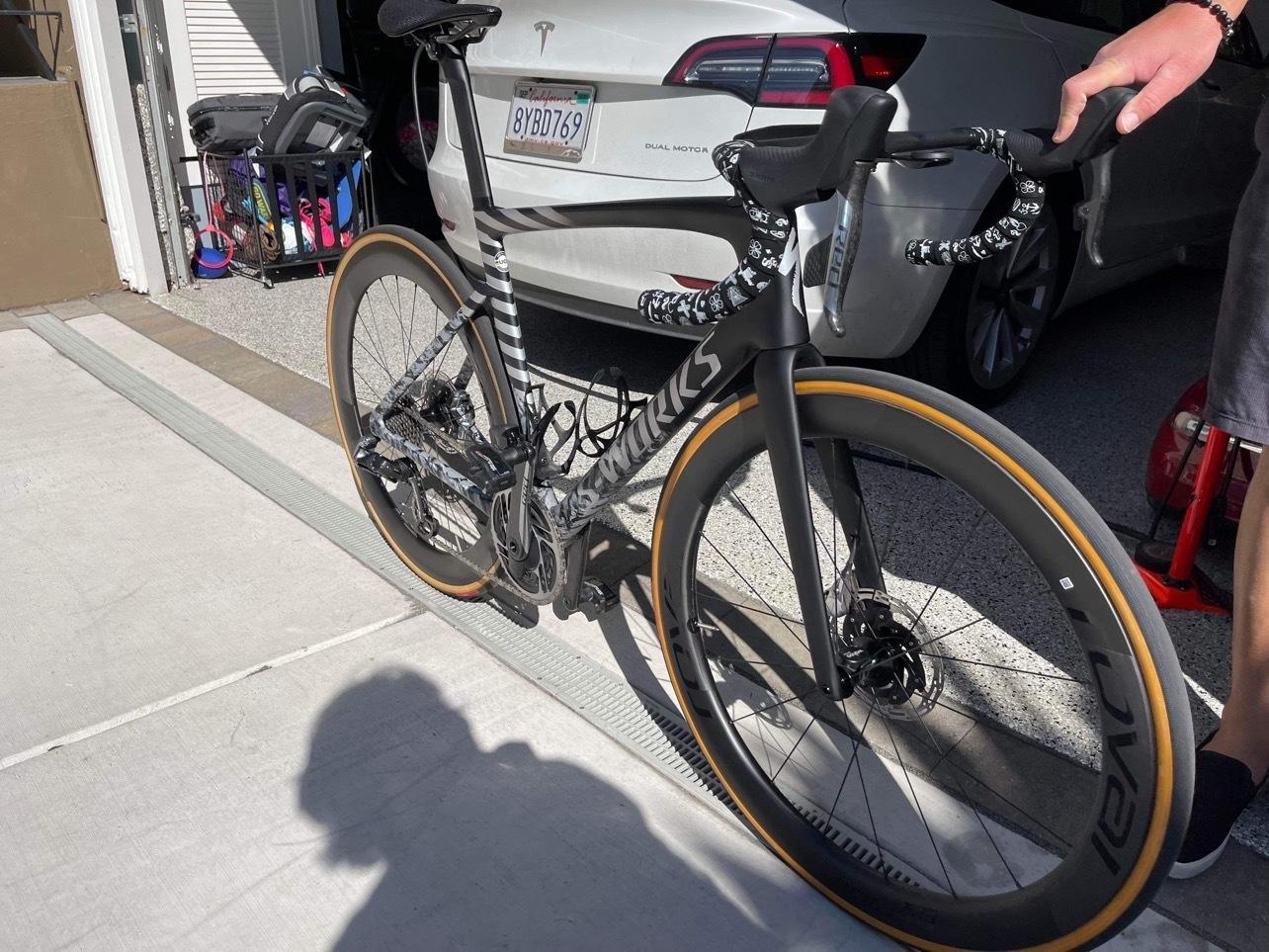 2021 Specialized S-works Tarmac Silver, gray or bare metal, Black, and White