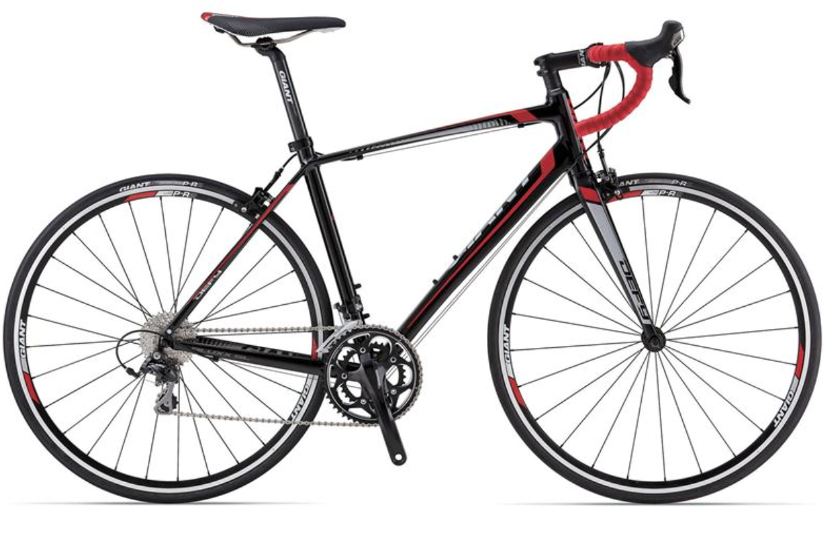2014 Giant Defy 1 Black, Red, and Silver or Gray
