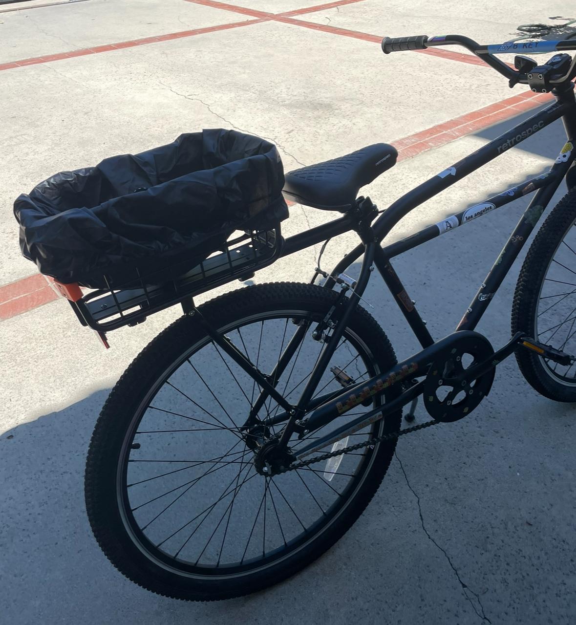 2022 Retrospec Sully Klunker Bike-Single Speed Black and Stickers tape or other cover-up