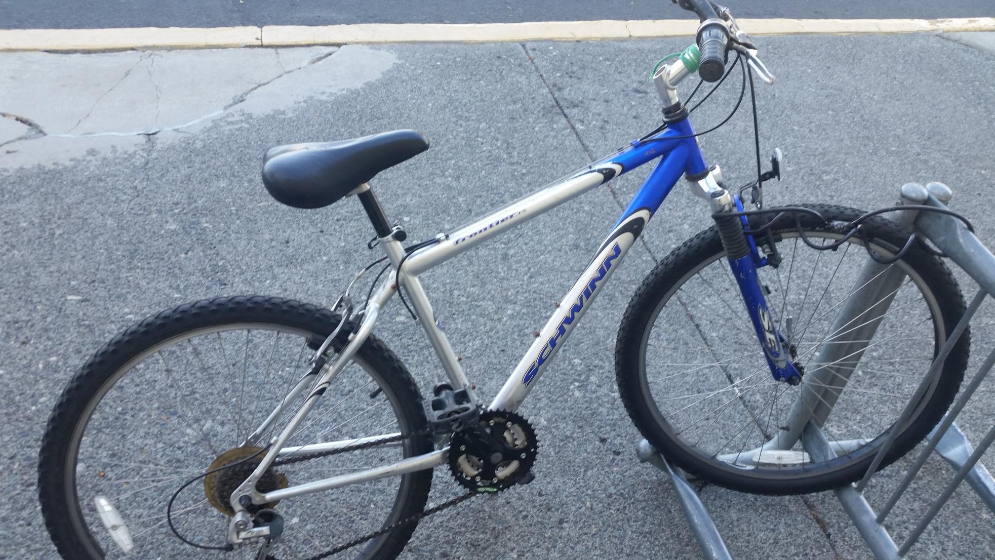 Schwinn Frontier Silver, gray or bare metal and Blue