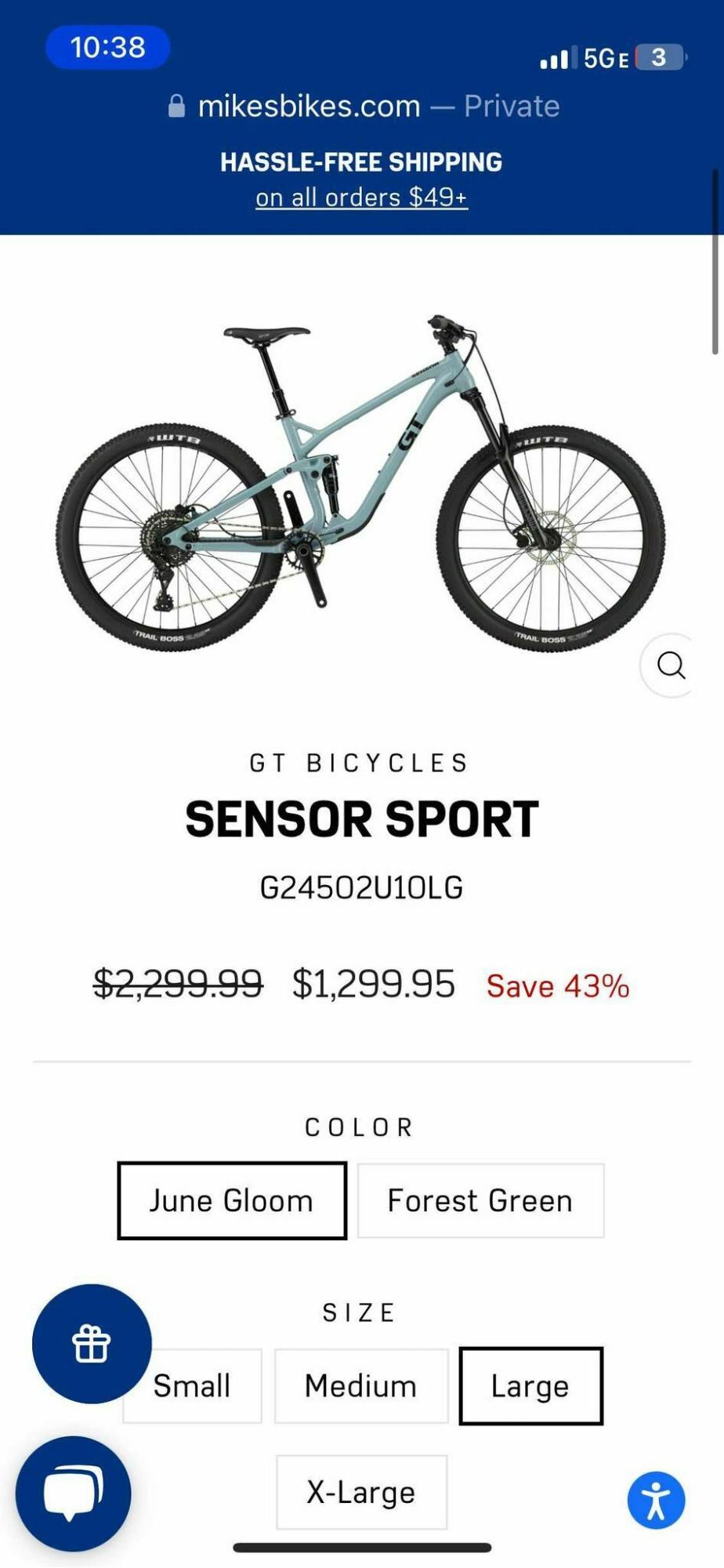 2024 GT Bicycles Sensor Blue