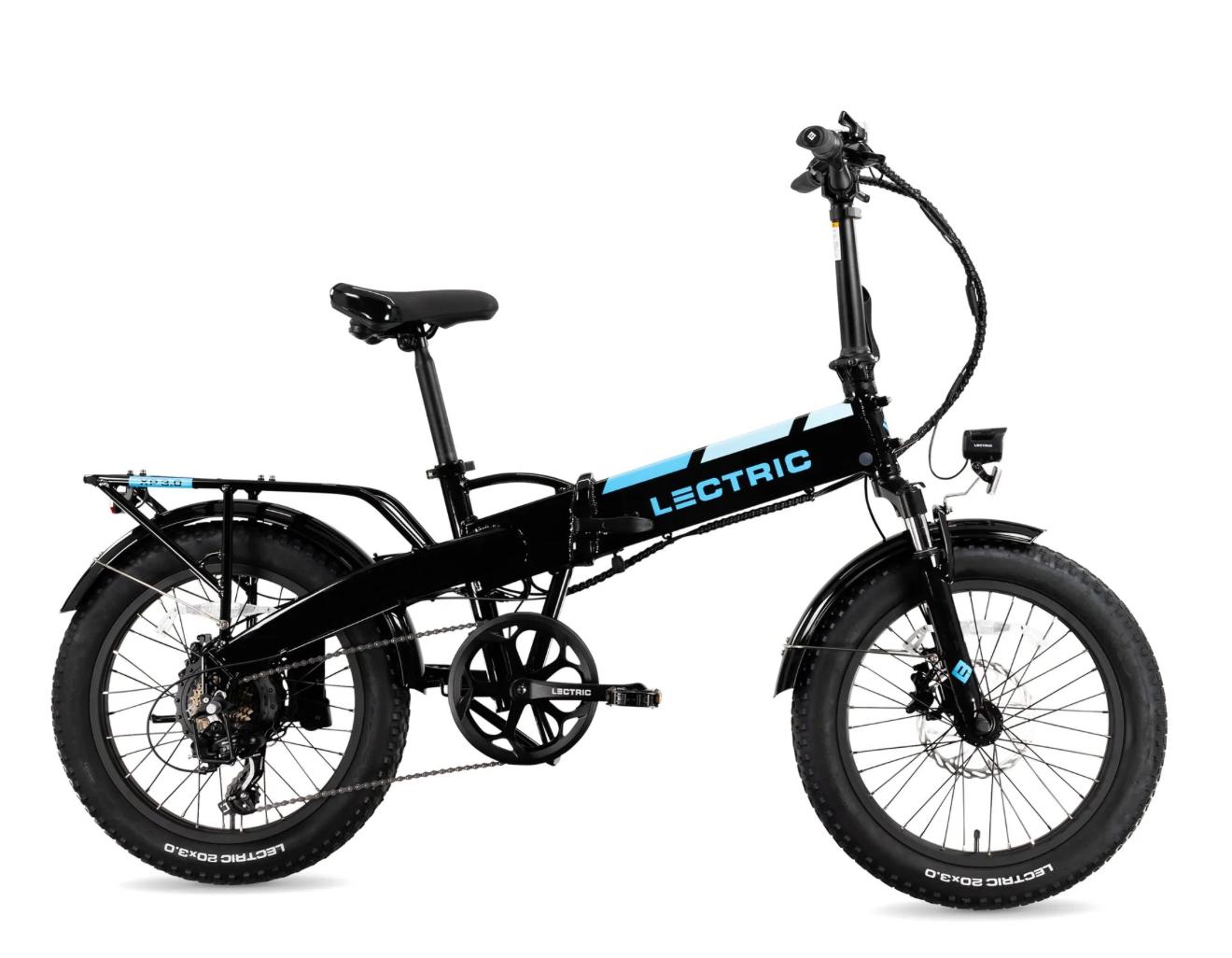 2024 Lectric eBikes XP 3.0 long range black step thru cargo bike rear Black and Blue