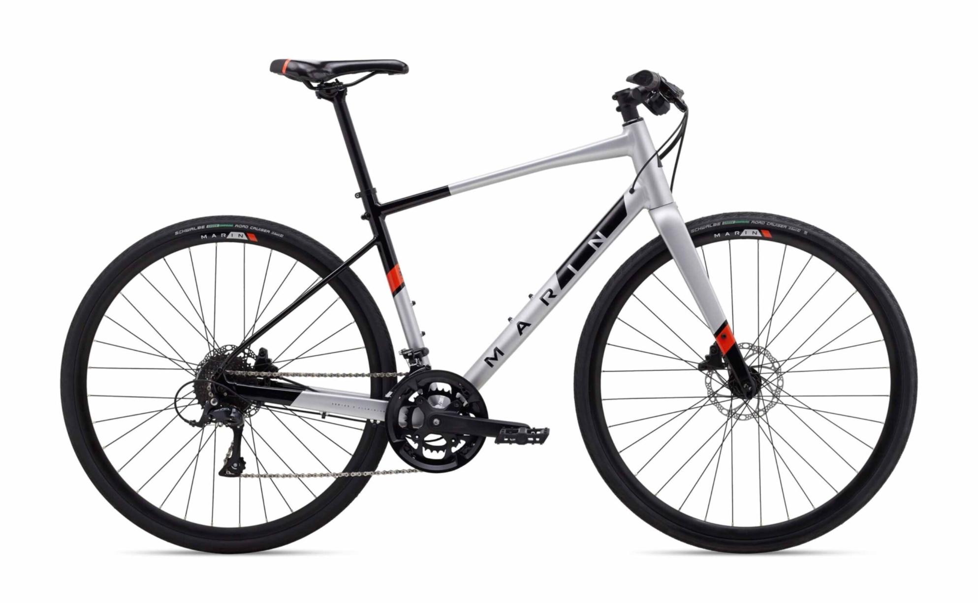 2019 Marin Bikes Fairfax 3 700C L Silver, gray or bare metal, Black, and Orange