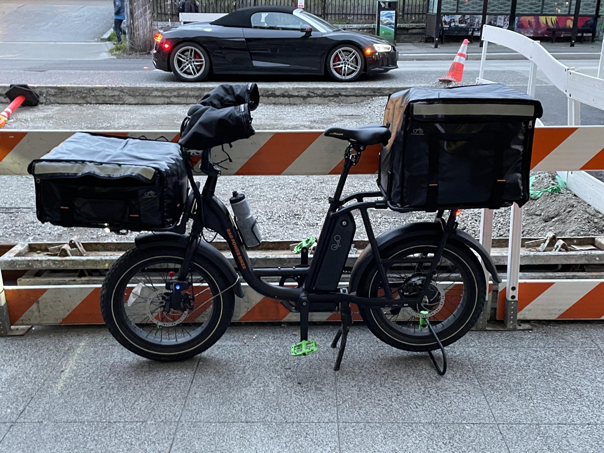 2021 Rad Power Bikes Rad Runner 1 Black, Orange, and Green