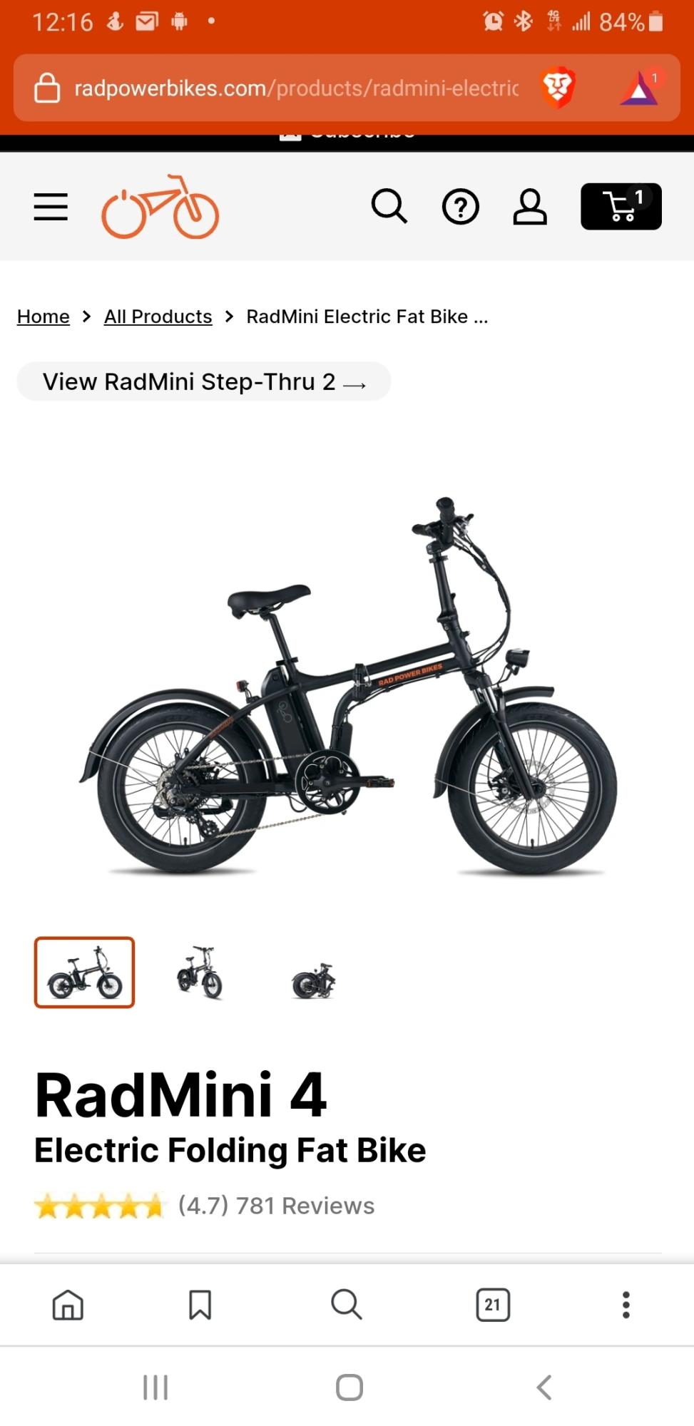 2021 Rad Power Bikes Mini 4 Black