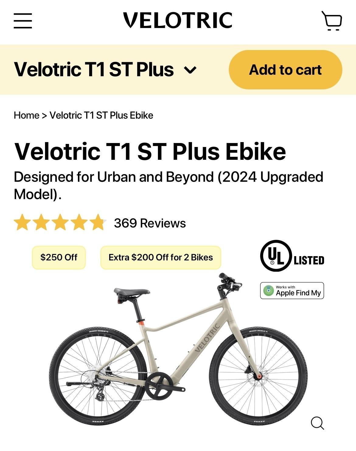 2023 Velotric T1ST Silver, gray or bare metal and Black