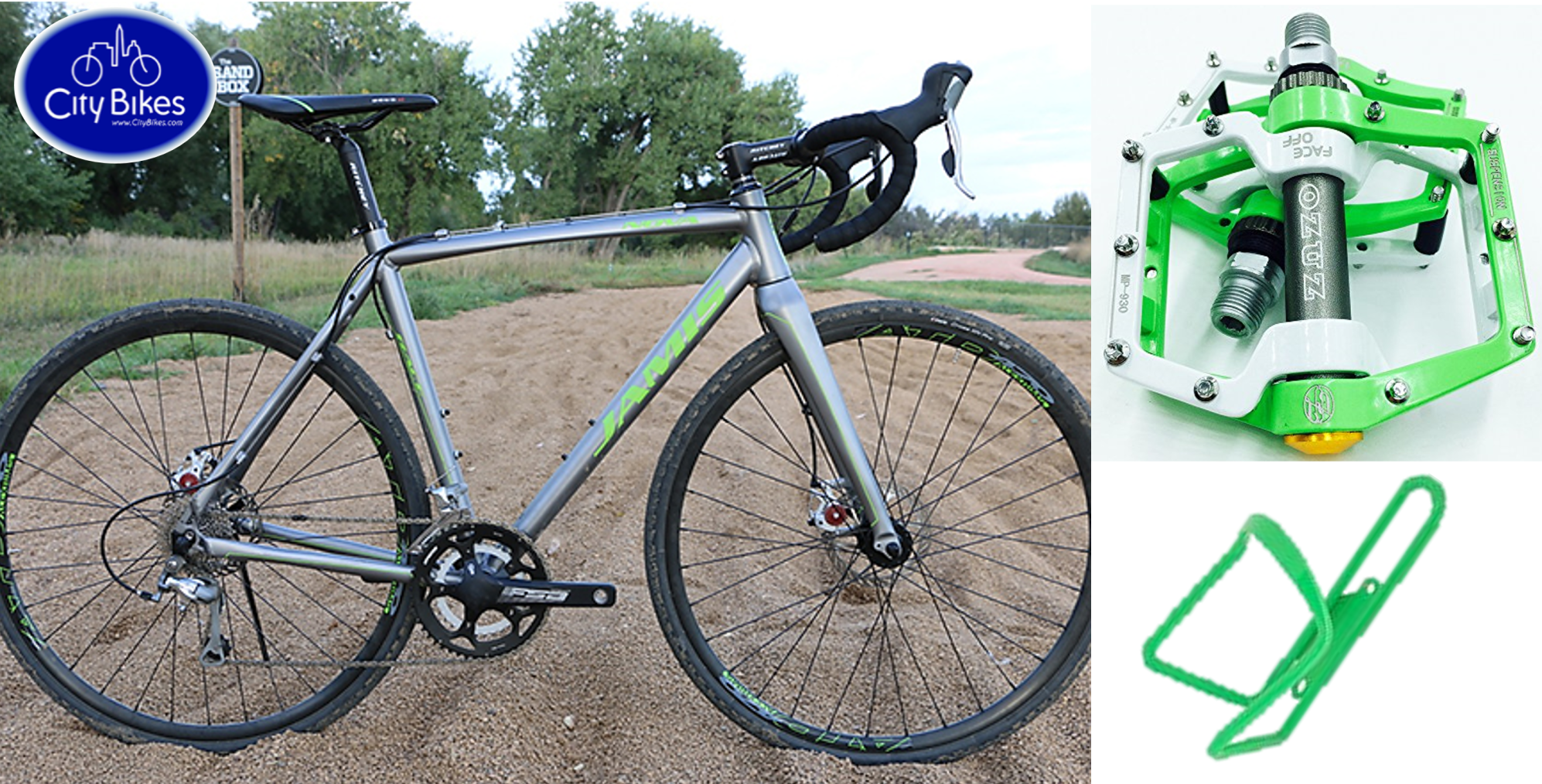 2015 Jamis Nova Race Silver or Gray and Green