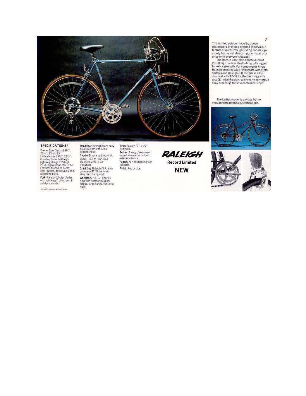 1978 Raleigh Record Limited  Blue