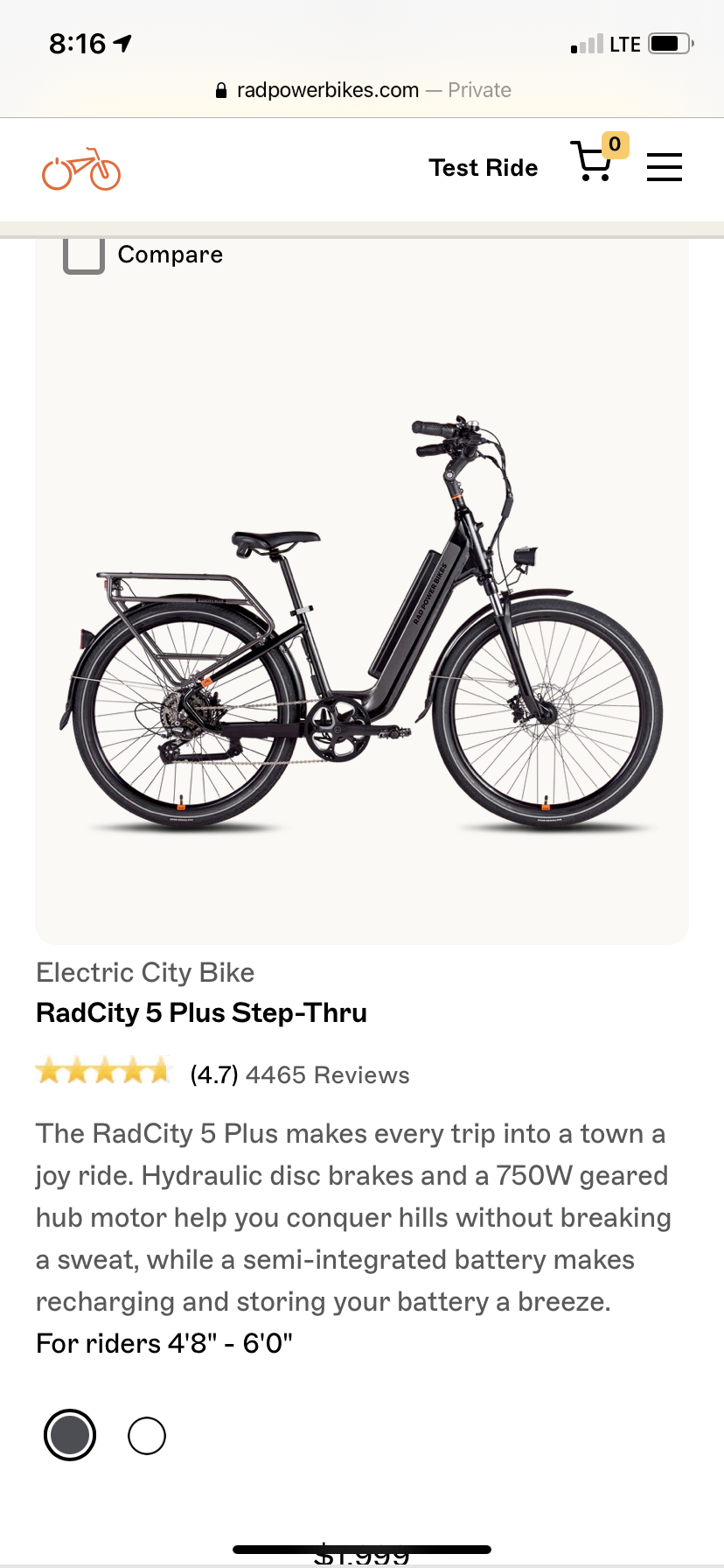 2021 Rad Power Bikes RadCity Step Through Black