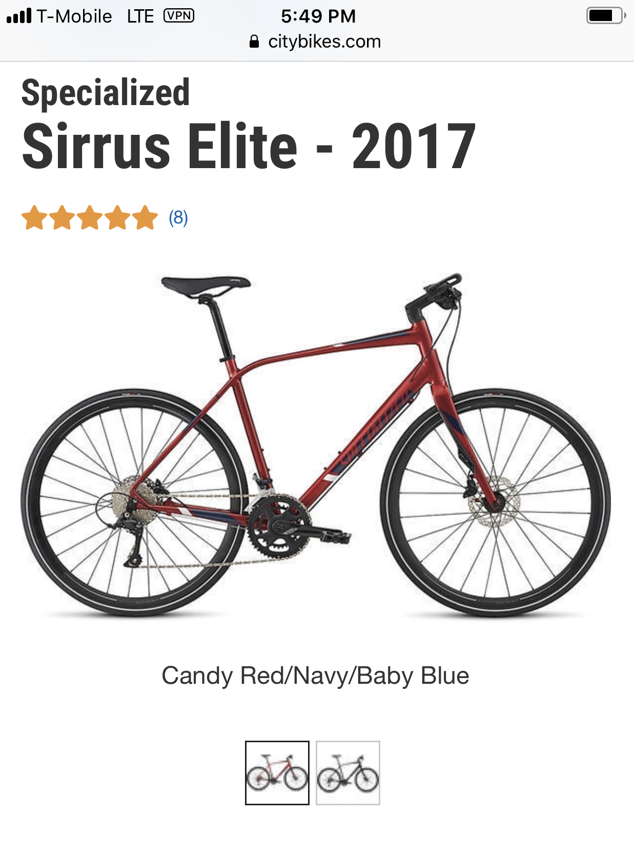 2017 Specialized SIRRUS ELITE CNDY NVY/BBYBL M discon Red