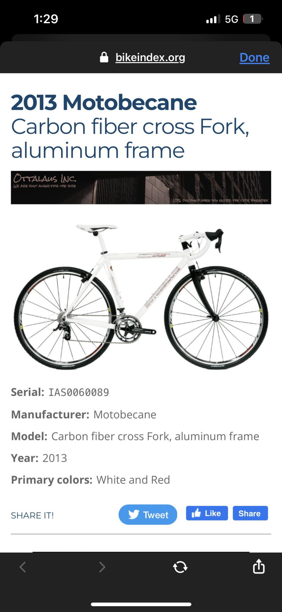 2013 Motobecane Motocross fantom White