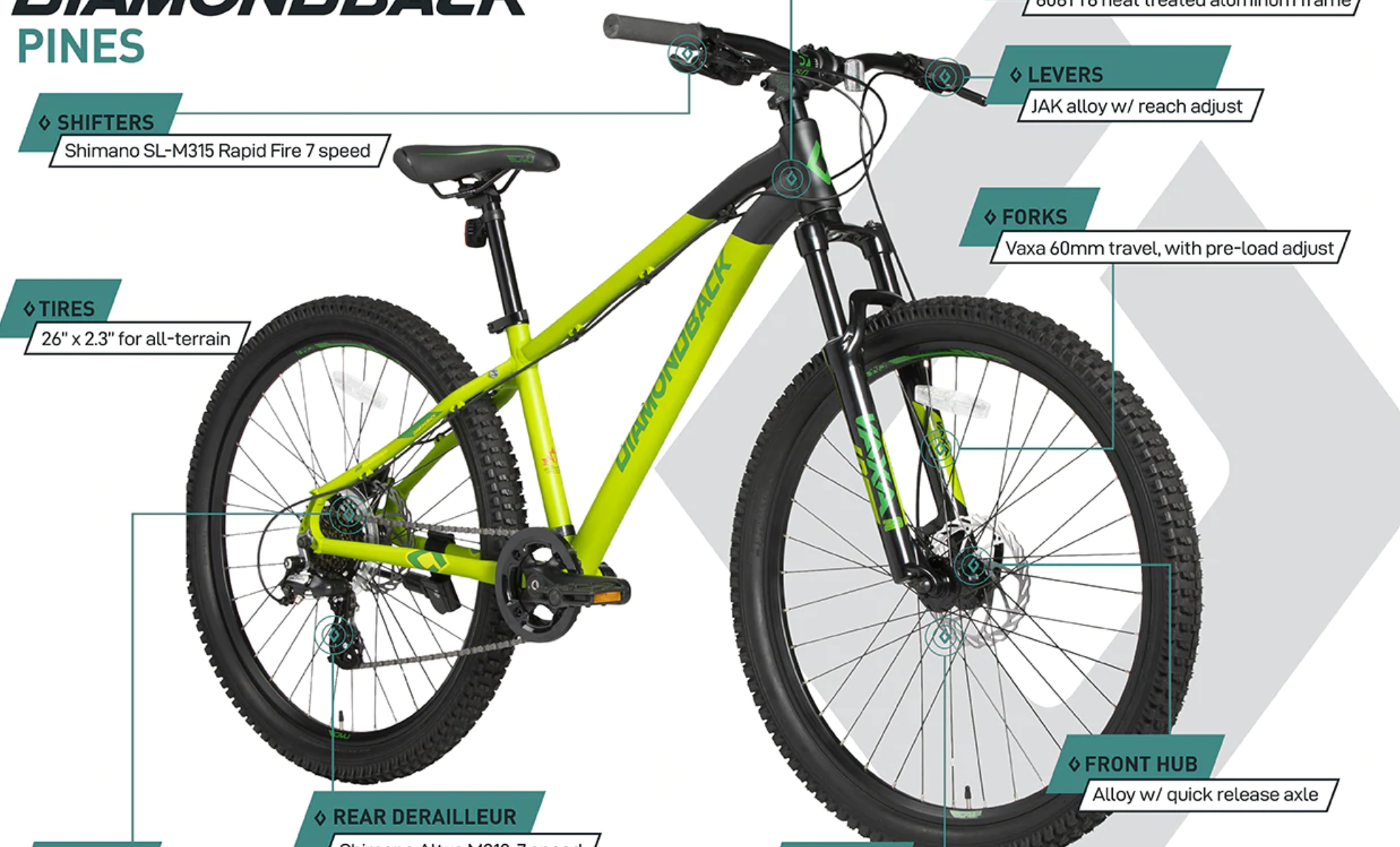 2021 Diamondback Pines 6061 T6 (Junior, 26