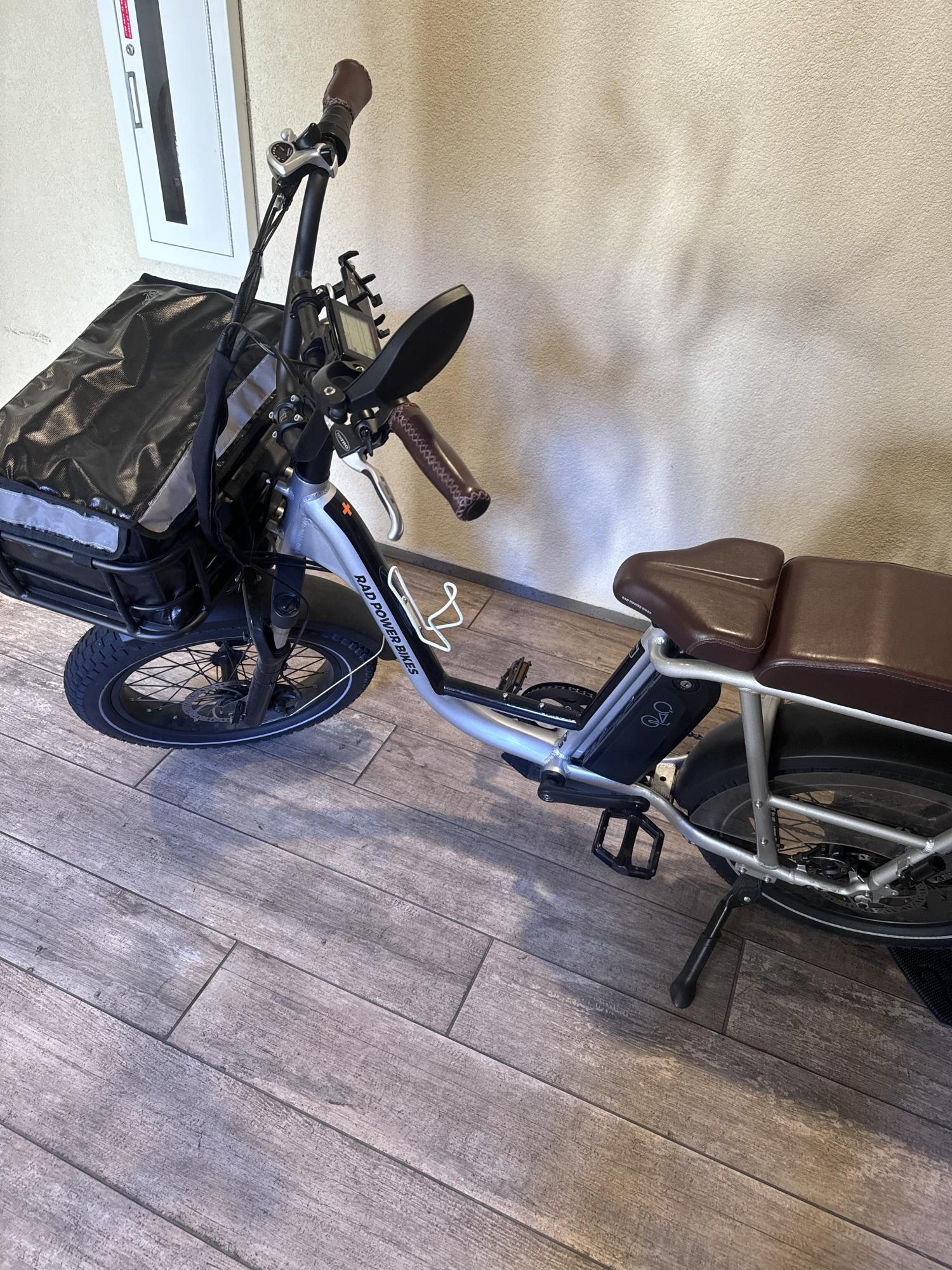 2024 Rad Power Bikes RadRunner Plus cargo bike Silver, gray or bare metal