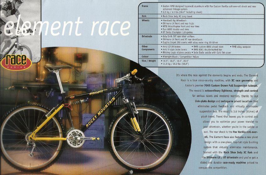 1998 Rocky Mountain Bicycles Element  Black and Yellow or Gold