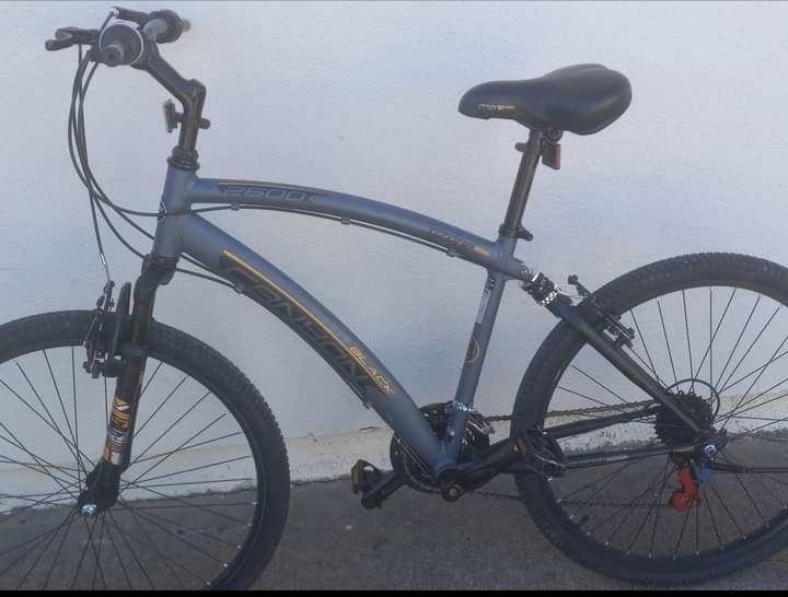 Canyon bicycles Mountain bike Silver, gray or bare metal, Black, and Yellow or Gold