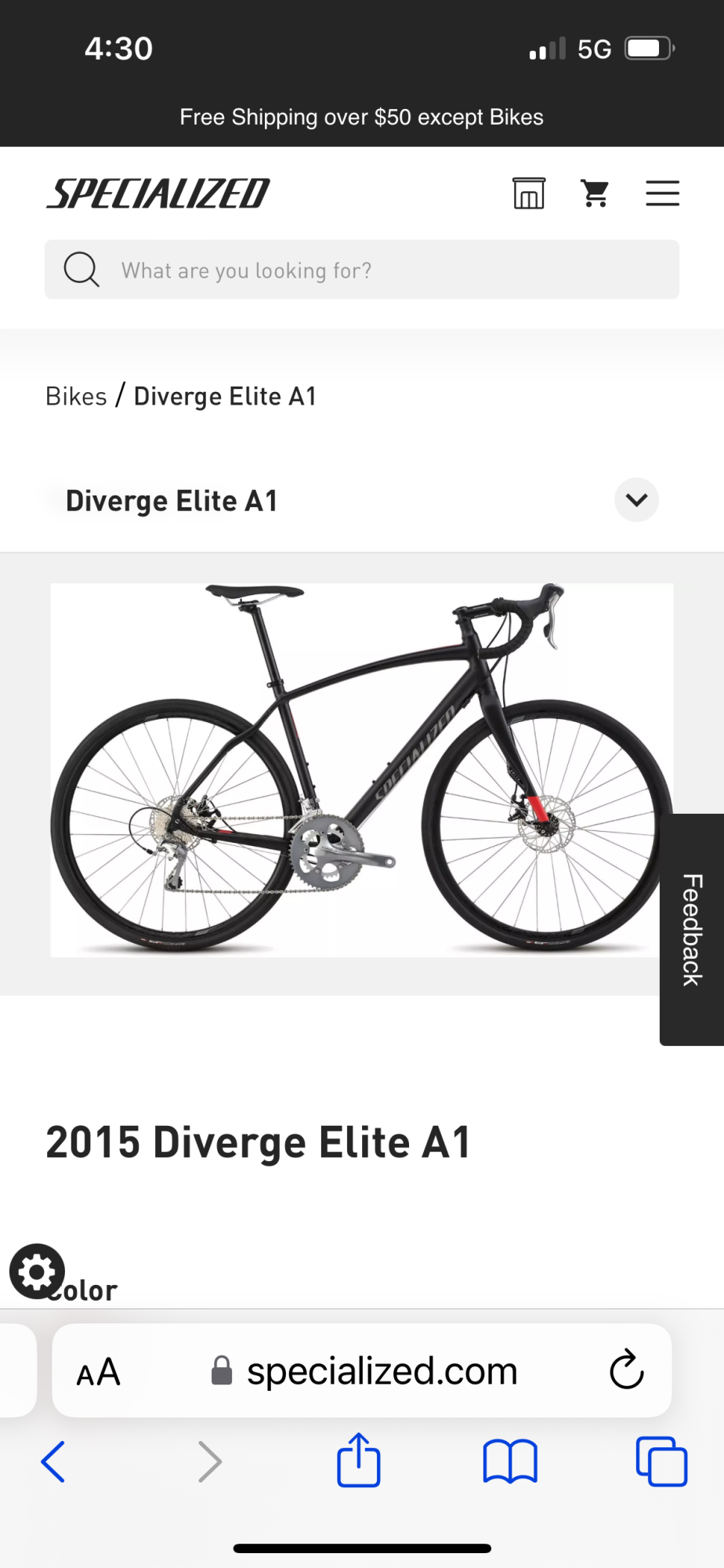 2015 Specialized Diverge EliteA1 Black