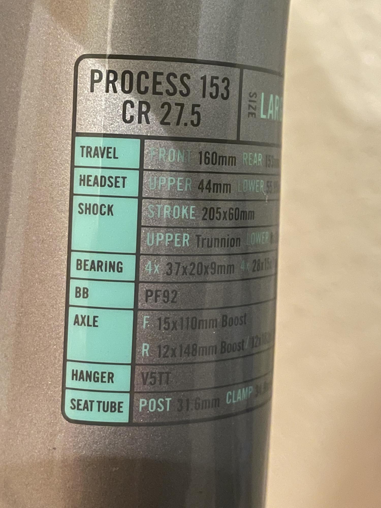 2019 Kona Process 153 Cr/DL Silver, gray or bare metal and Teal
