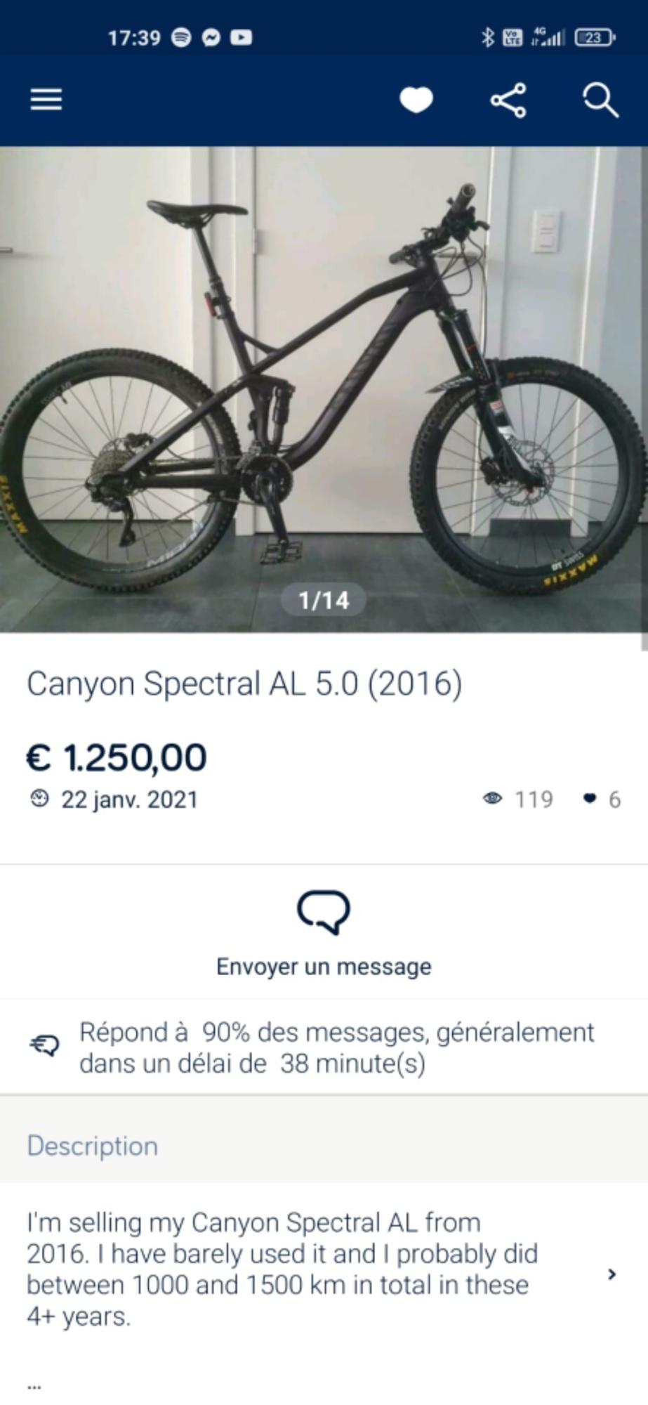 2017 Canyon bicycles Spectral AL Black