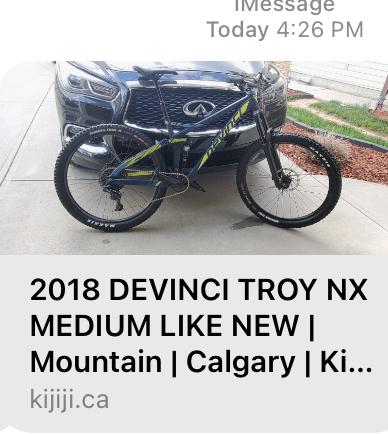 2018 Devinci Troy NX Silver, gray or bare metal and Green