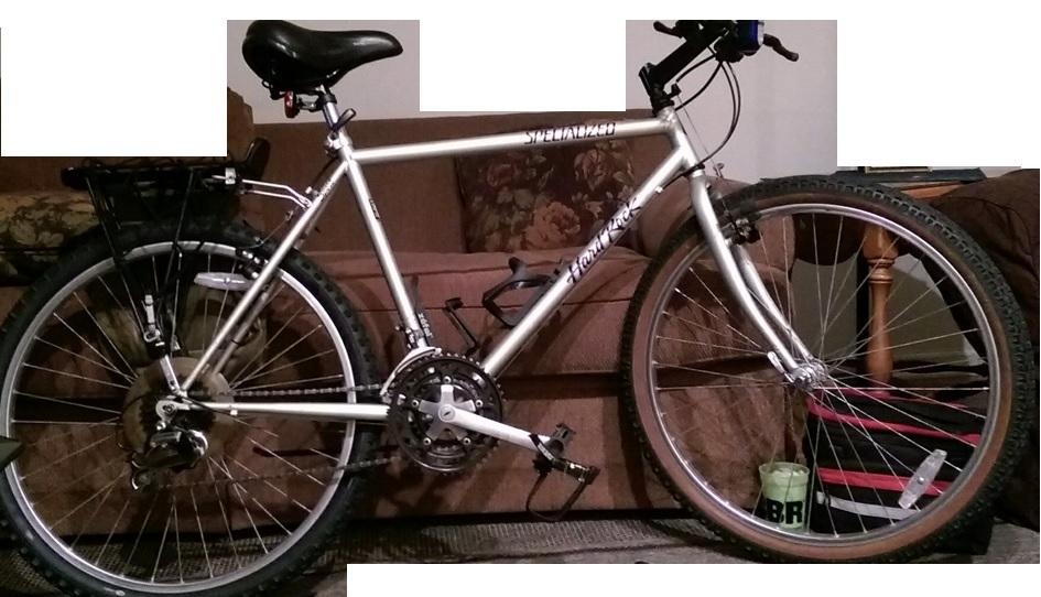 1992 Specialized Hardrock Sport Silver, gray or bare metal and Purple
