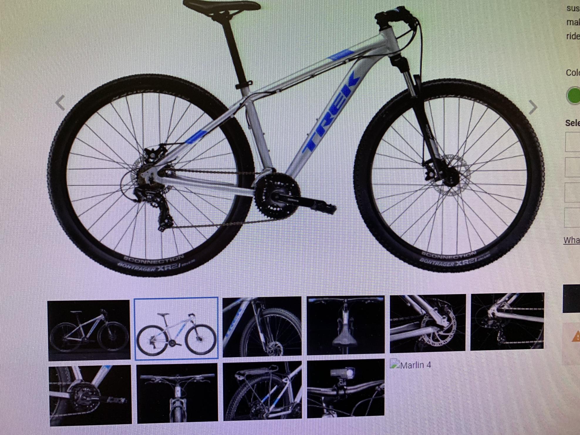 2017 Trek Marlin Silver, gray or bare metal, Blue, and Black