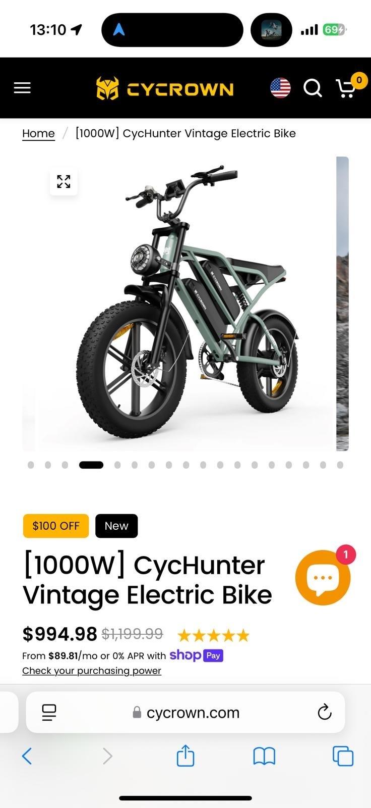 2024 CYCROWN Cychunter Vintage Yellow or Gold