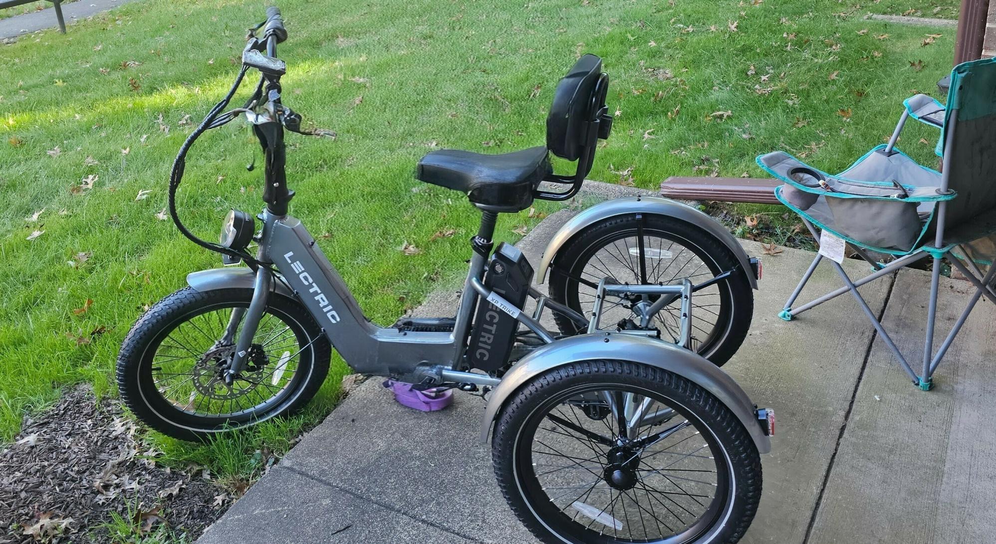 2023 Lectric eBikes Lectric Trike 1.0 tricycle Silver, gray or bare metal