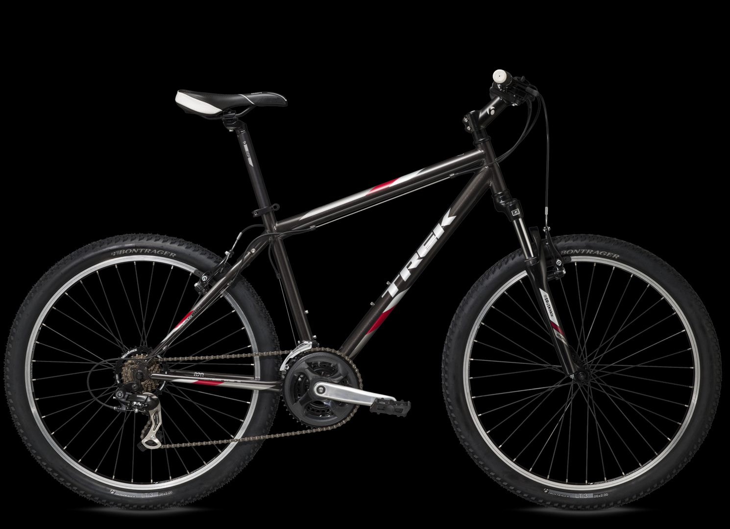 2015 Trek 820 Black, Red, and Silver, gray or bare metal
