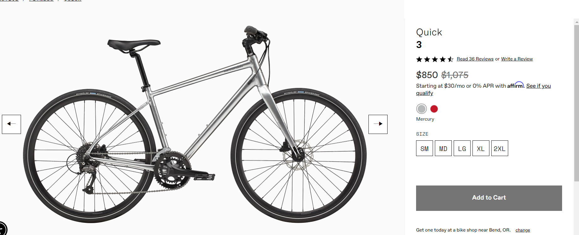 2022 Cannondale Quick 3 Silver, gray or bare metal