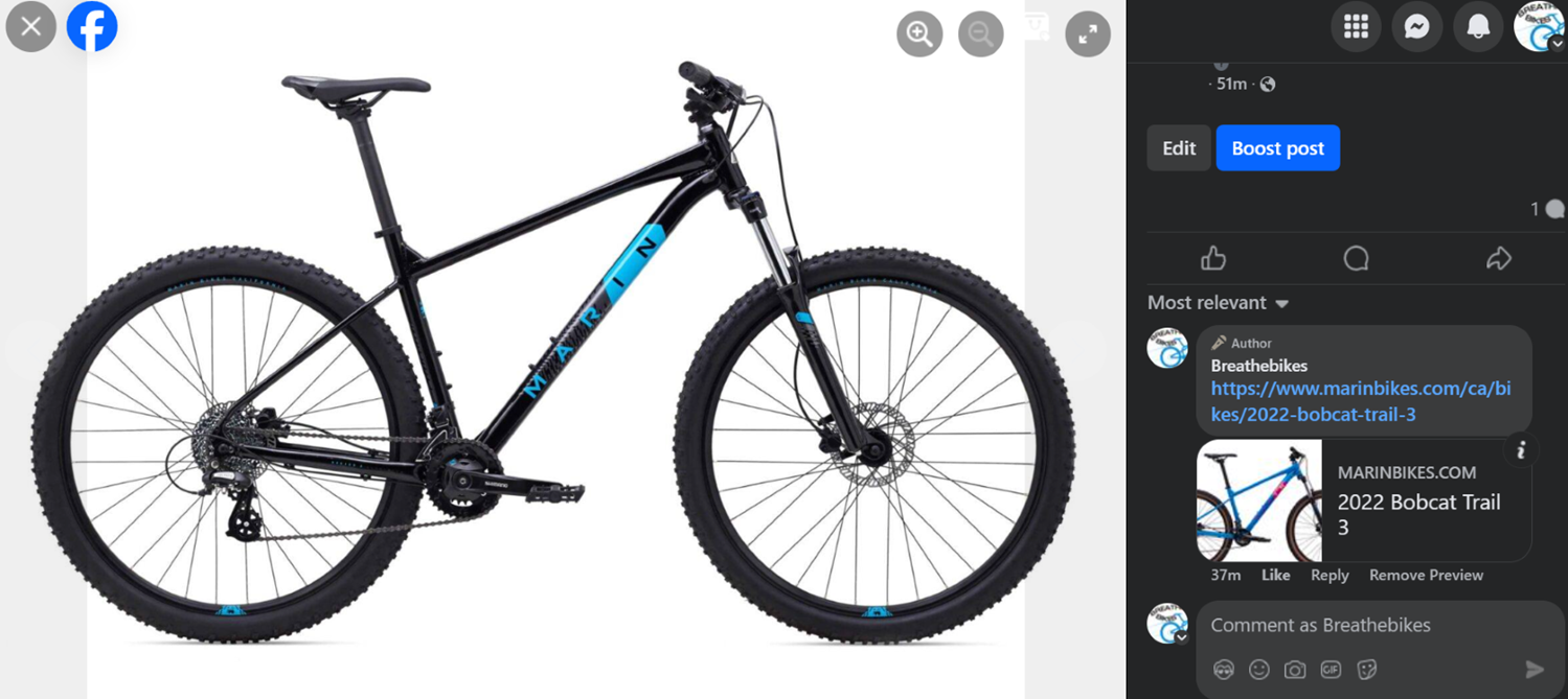 2022 Marin Bikes Bobcat Trail 3 Black and Blue