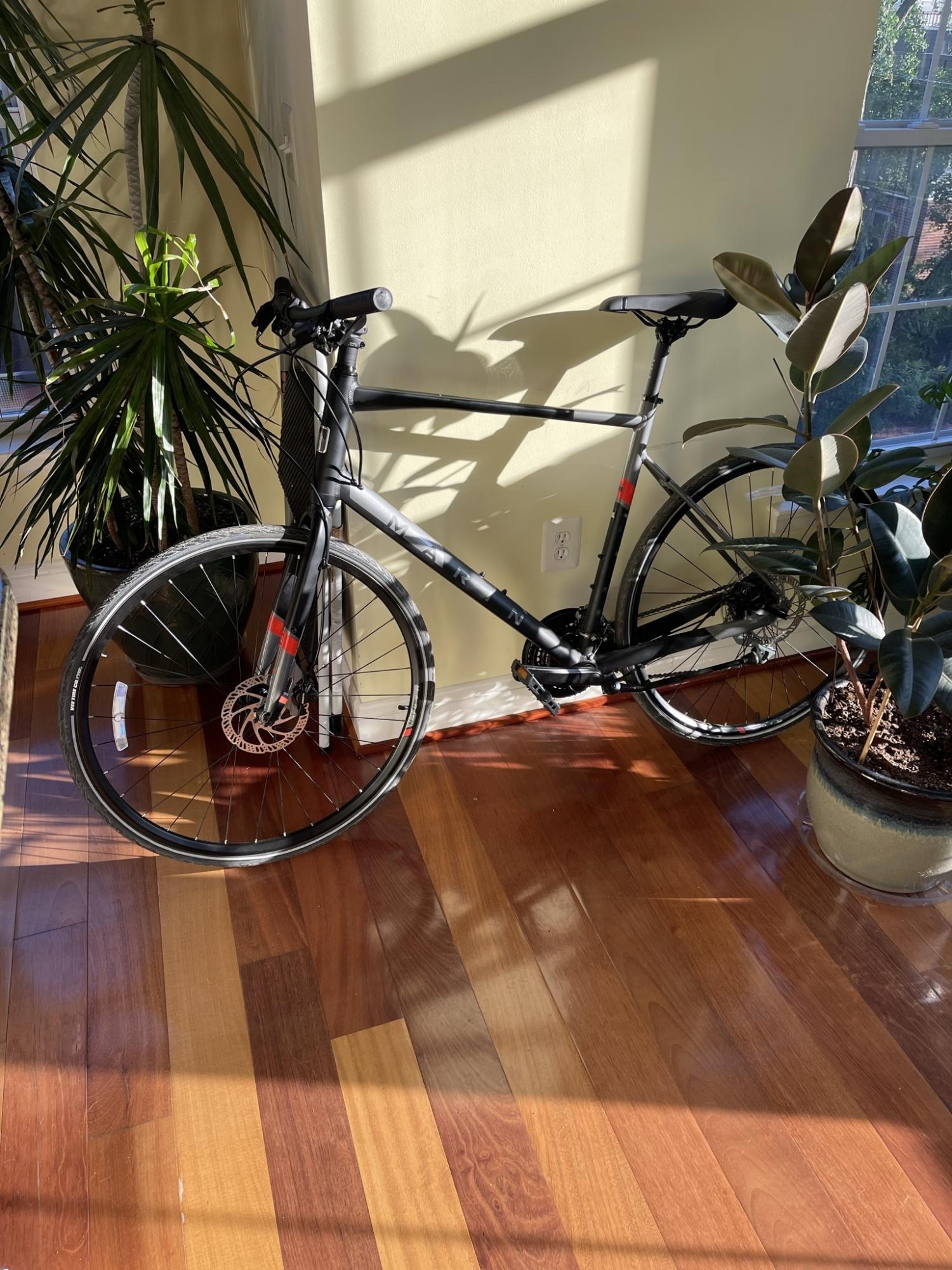 2021 Marin Bikes Fairfax 2 Black and Silver, gray or bare metal