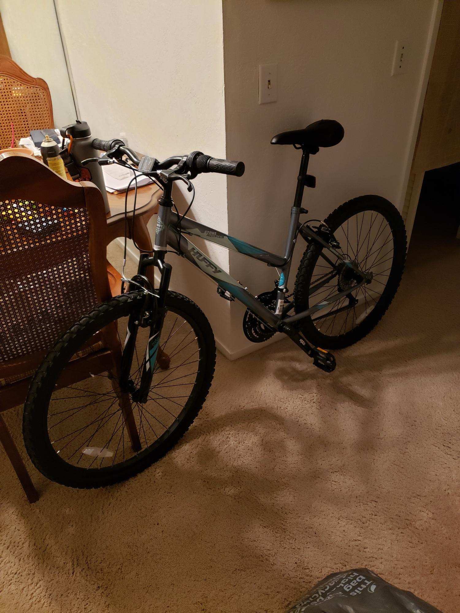 Huffy Blue, White, and Silver, gray or bare metal