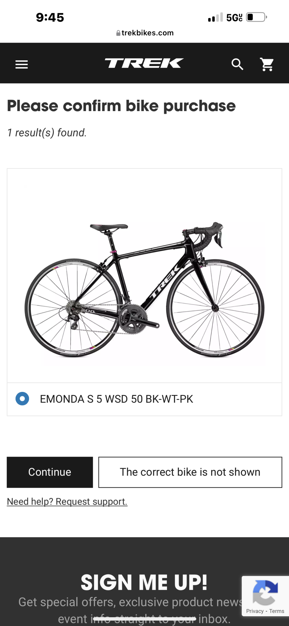 2016 Trek Emonda S 5 WSD 50-BK-WT-PK Black, Pink, and White