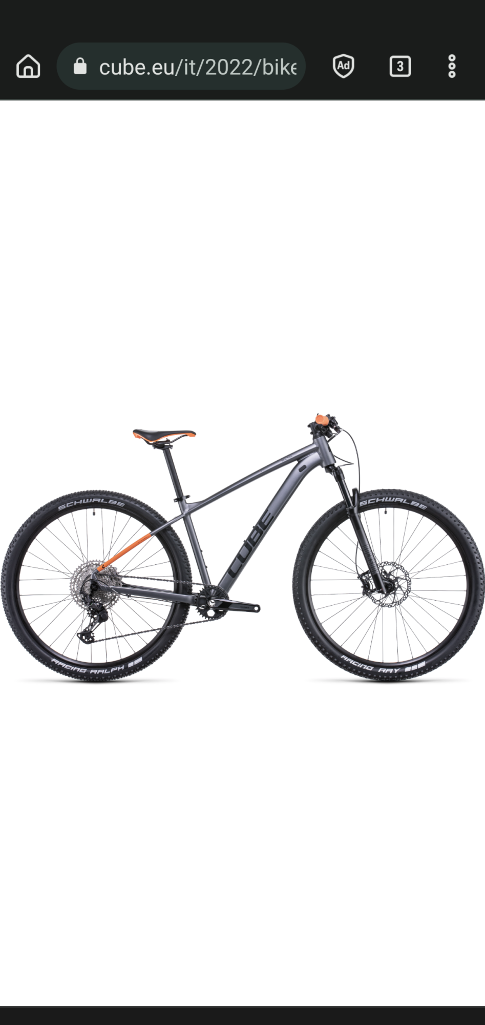 2022 Cube Reaction Pro 29 XXLarge Orange Silver, gray or bare metal