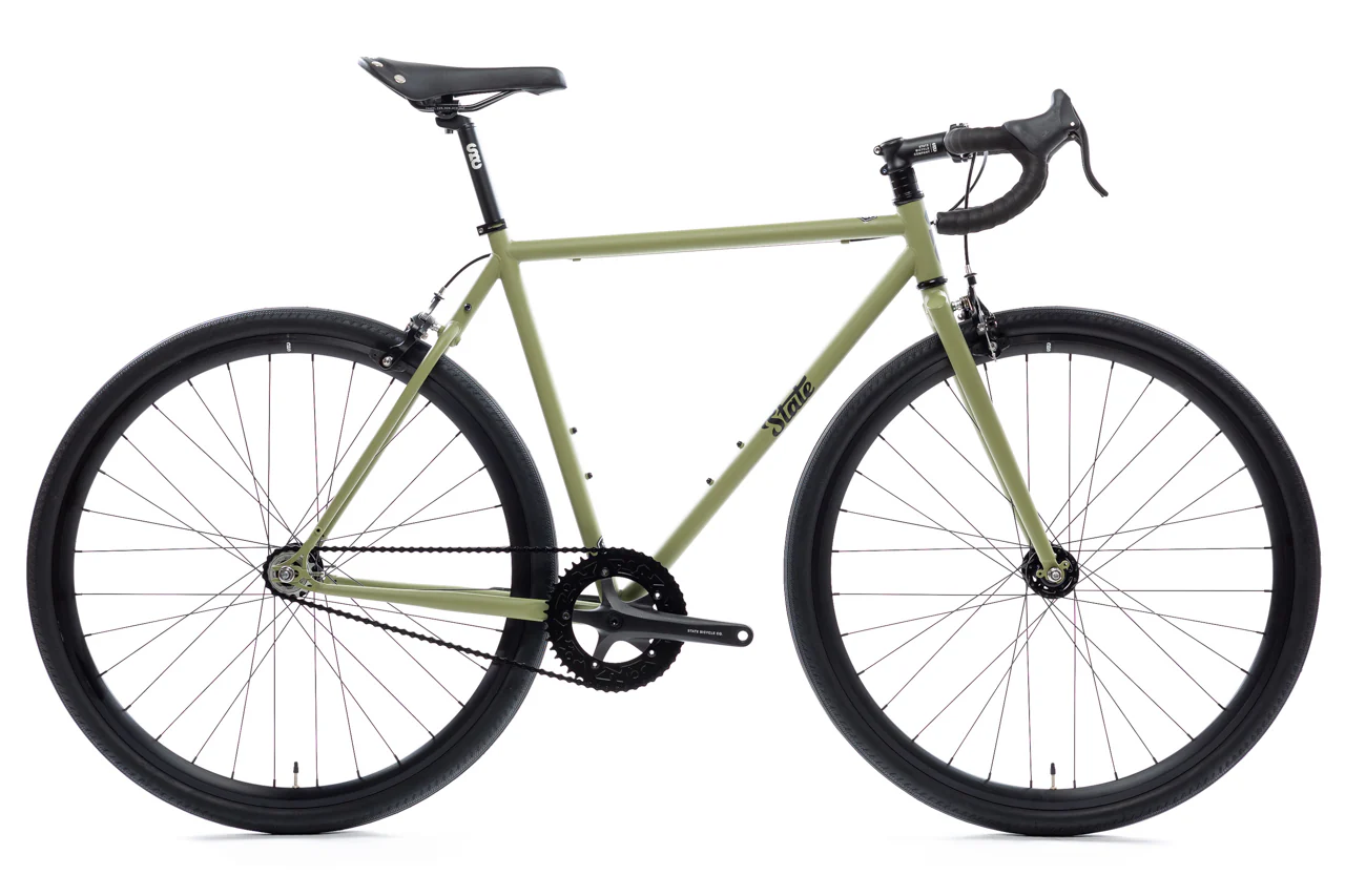 2023 State Bicycle Co. 4130 Matte Olive Single Gear Green and Black