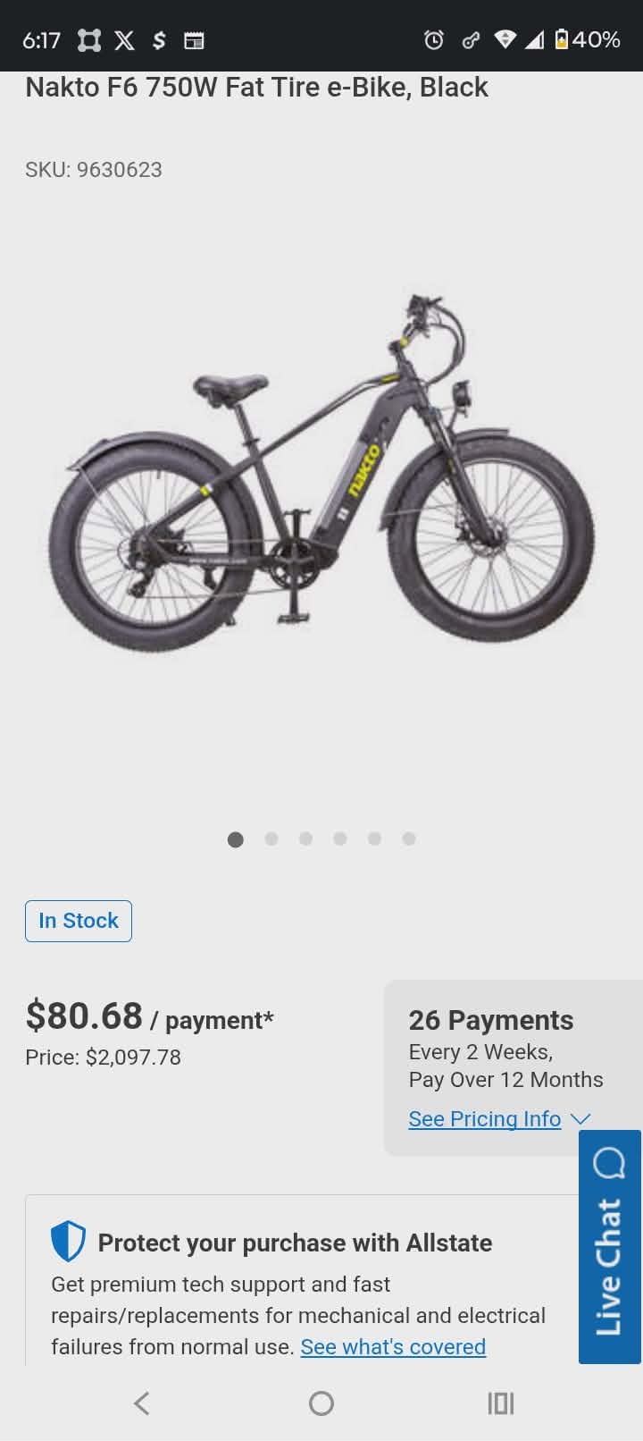 Nakto F6 750w fat tire Black